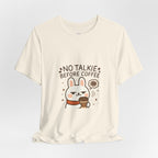 Capymo Family Kawaii Bunny Soft Cotton T-Shirt – "No Talkie Before Coffee" "Toto" The Bunny Cute Tee (Unisex)