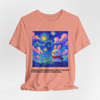 Capymo Family Starry Sky Night Vibrant Bunny Graphic Tee, Fun and Whimsical Short Sleeve Shirt, Perfect for Family Gatherings, Easter, or Everyday Wear