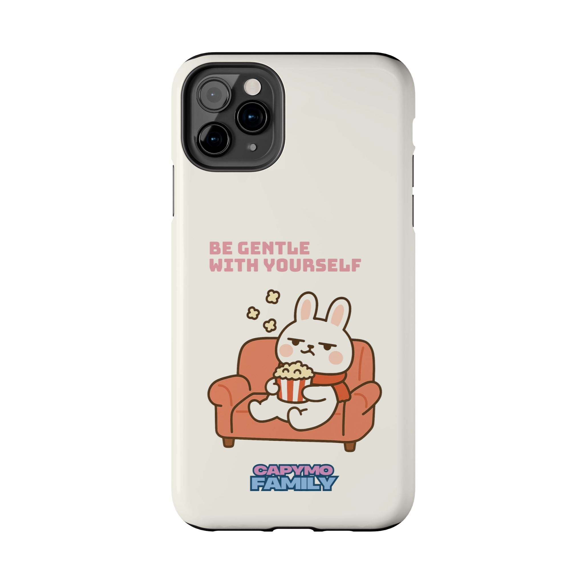Capymo Family “Be Gentle With Yourself” Phone Case – Cozy Bunny Self-Care Quote Cover