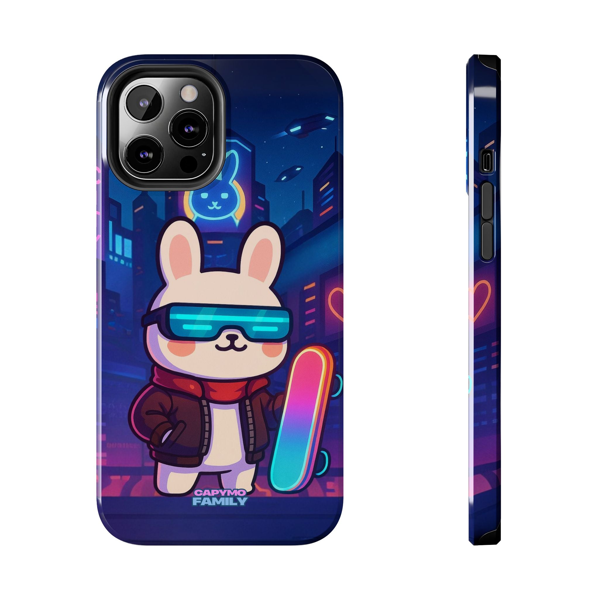 Capymo Family Cute Cartoon Bunny Tough Phone Case –Cyberpunk Bunny "Toto" Phone Case