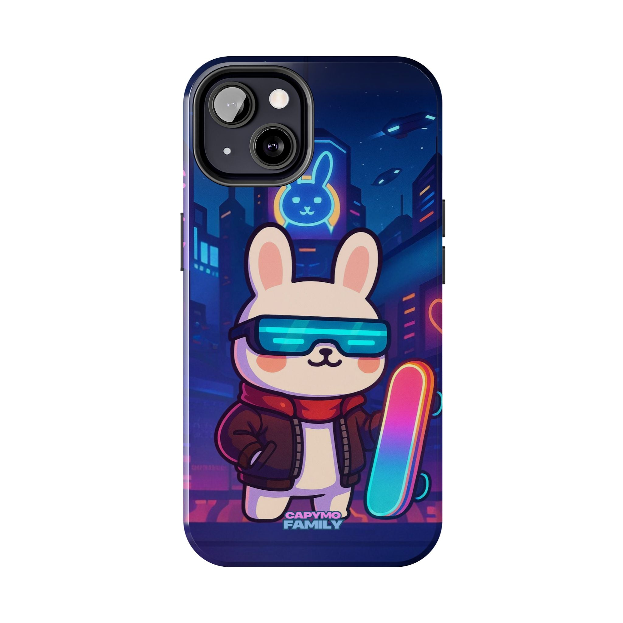 Capymo Family Cute Cartoon Bunny Tough Phone Case –Cyberpunk Bunny "Toto" Phone Case