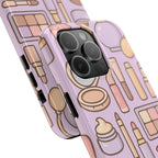 Capymo Family Kawaii Makeup Phone Case – Cute Girly iPhone Cover with Cosmetic Beauty Pattern