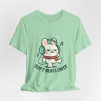 Capymo Family Cute Bunny Music Unisex Tee, Soft Beats Only, Gift for Music Lovers, Relaxed Fit T-Shirt, Animal Lover Apparel, Casual Wear
