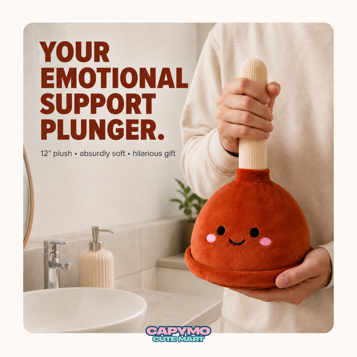 Plungo -The Plunger – Kawaii Plunger Plush Toy (12 Inch)
