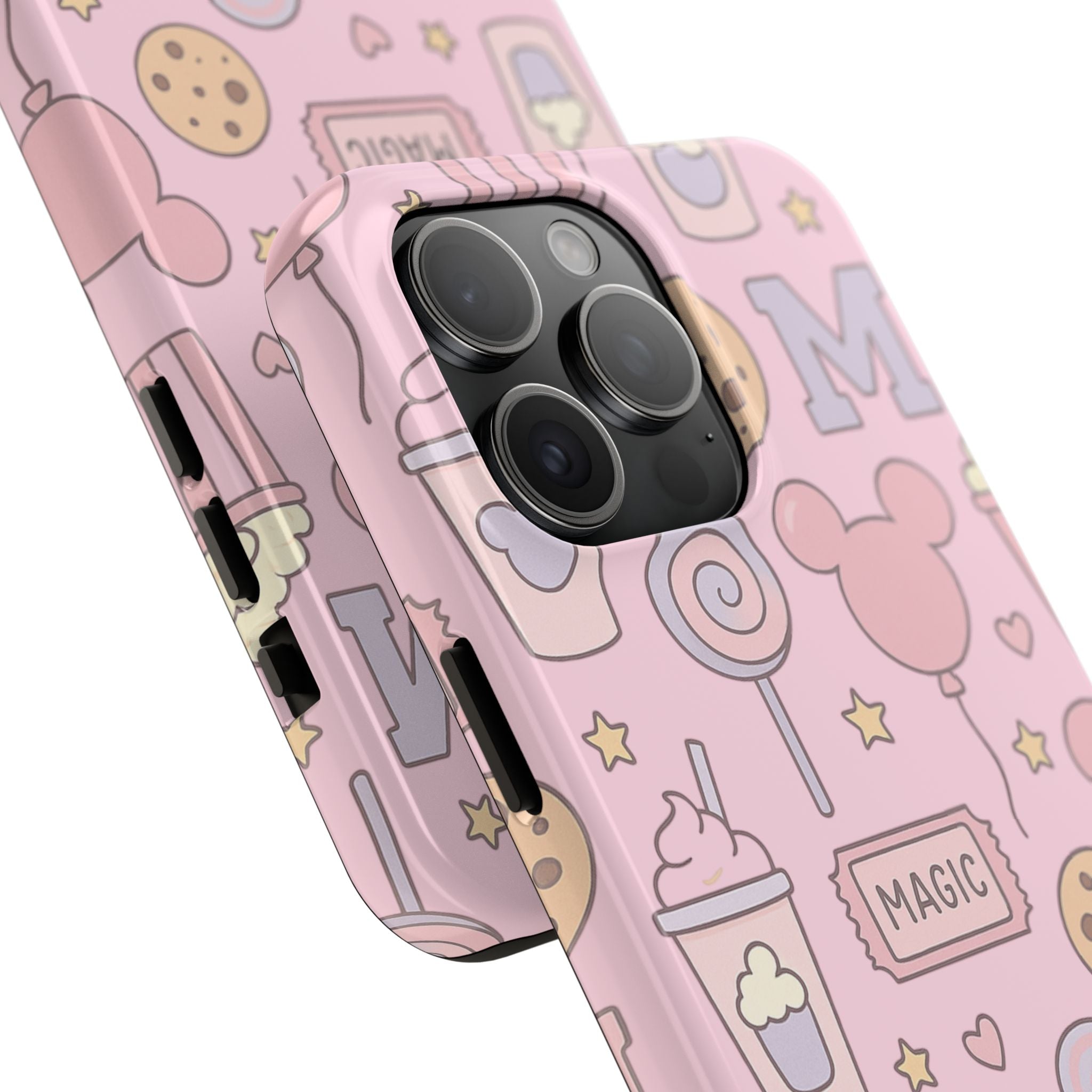 Capymo Family Kawaii Magic Snack Phone Case – Pastel Candy, Popcorn & Cookie Pattern Cover