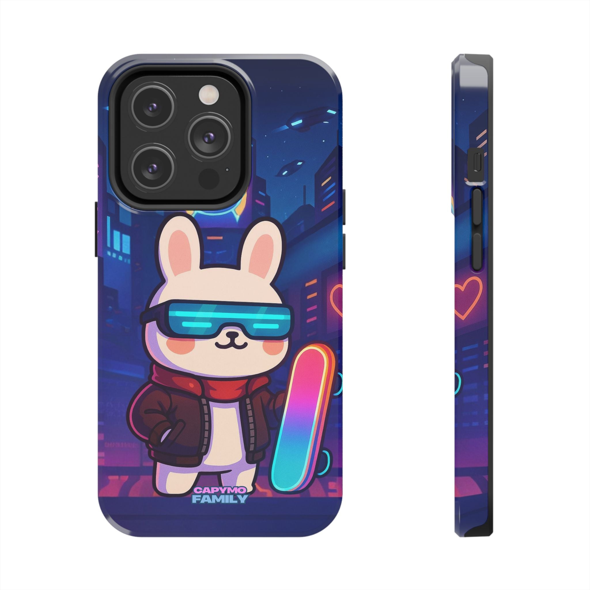 Capymo Family Cute Cartoon Bunny Tough Phone Case –Cyberpunk Bunny "Toto" Phone Case