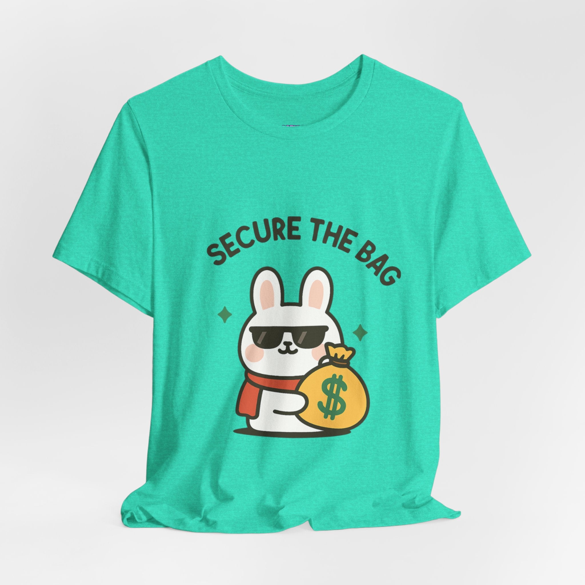 Capymo Family Kawaii Bunny Soft Cotton T-Shirt – "Secure the Bag" "Toto" The Bunny Cute Tee (Unisex)