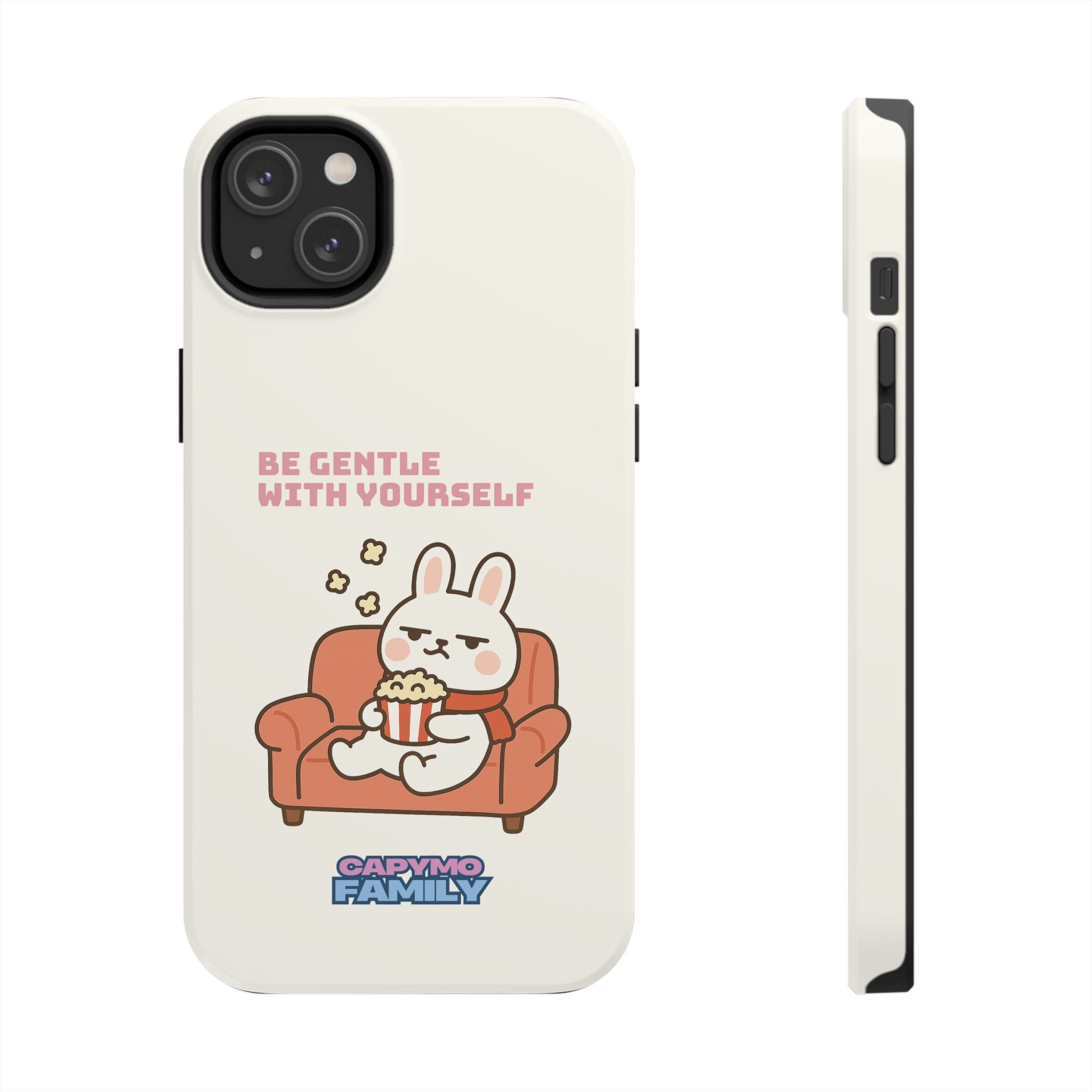 Capymo Family “Be Gentle With Yourself” Phone Case – Cozy Bunny Self-Care Quote Cover