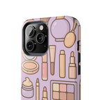 Capymo Family Kawaii Makeup Phone Case – Cute Girly iPhone Cover with Cosmetic Beauty Pattern