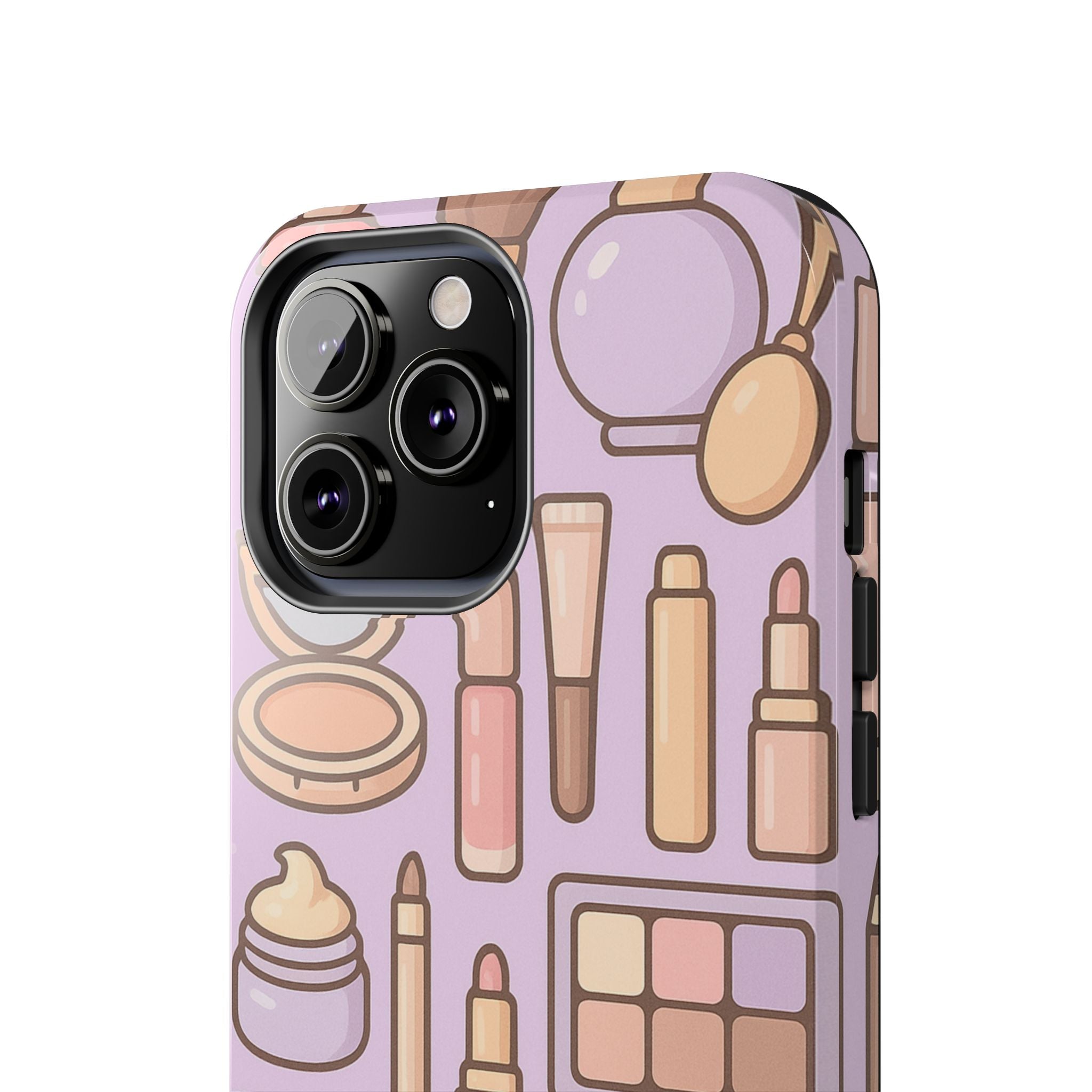 Capymo Family Kawaii Makeup Phone Case – Cute Girly iPhone Cover with Cosmetic Beauty Pattern