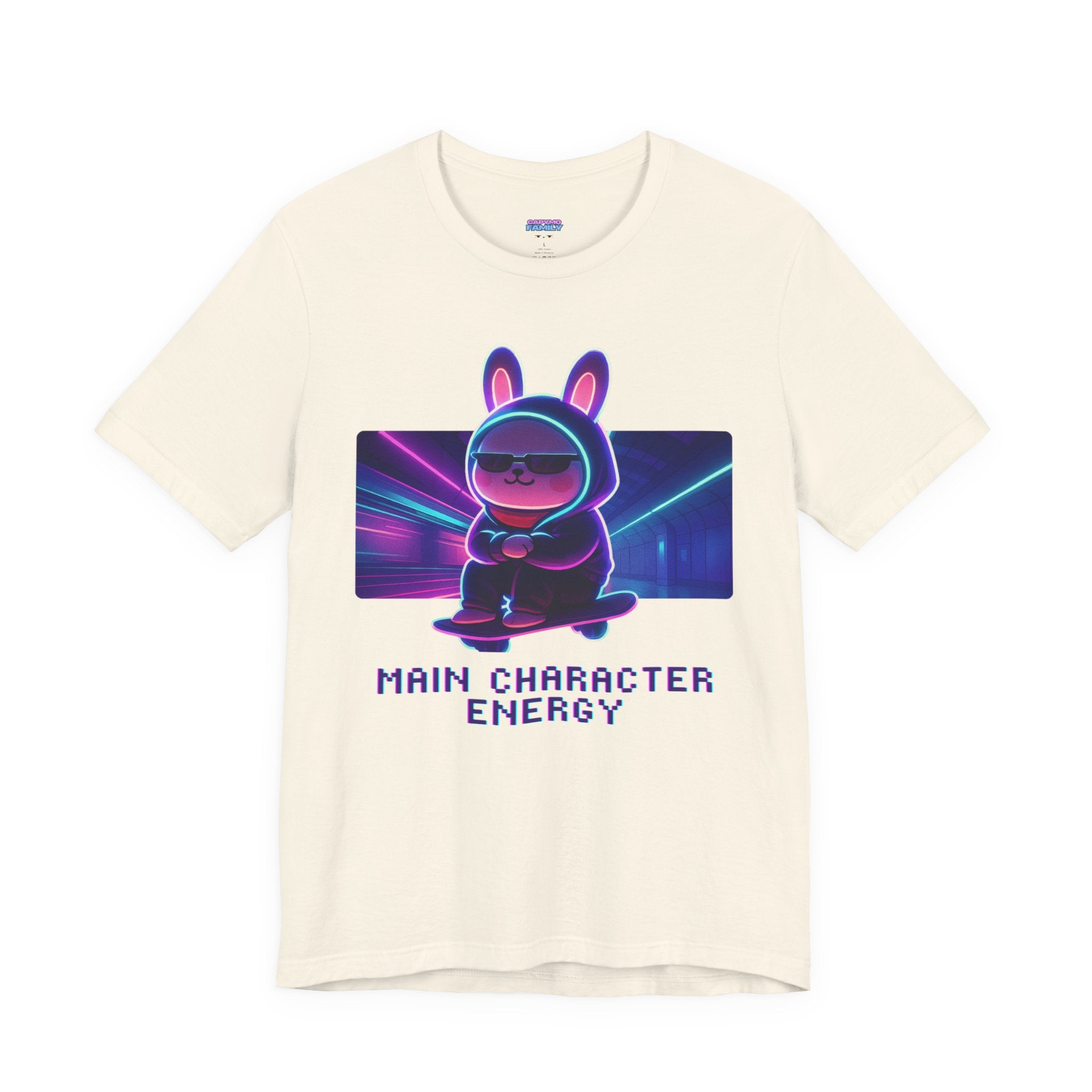 Capymo Family Kawaii Bunny Soft Cotton T-Shirt – "Main Character Energy" "Toto" The Bunny Cute Tee (Unisex)