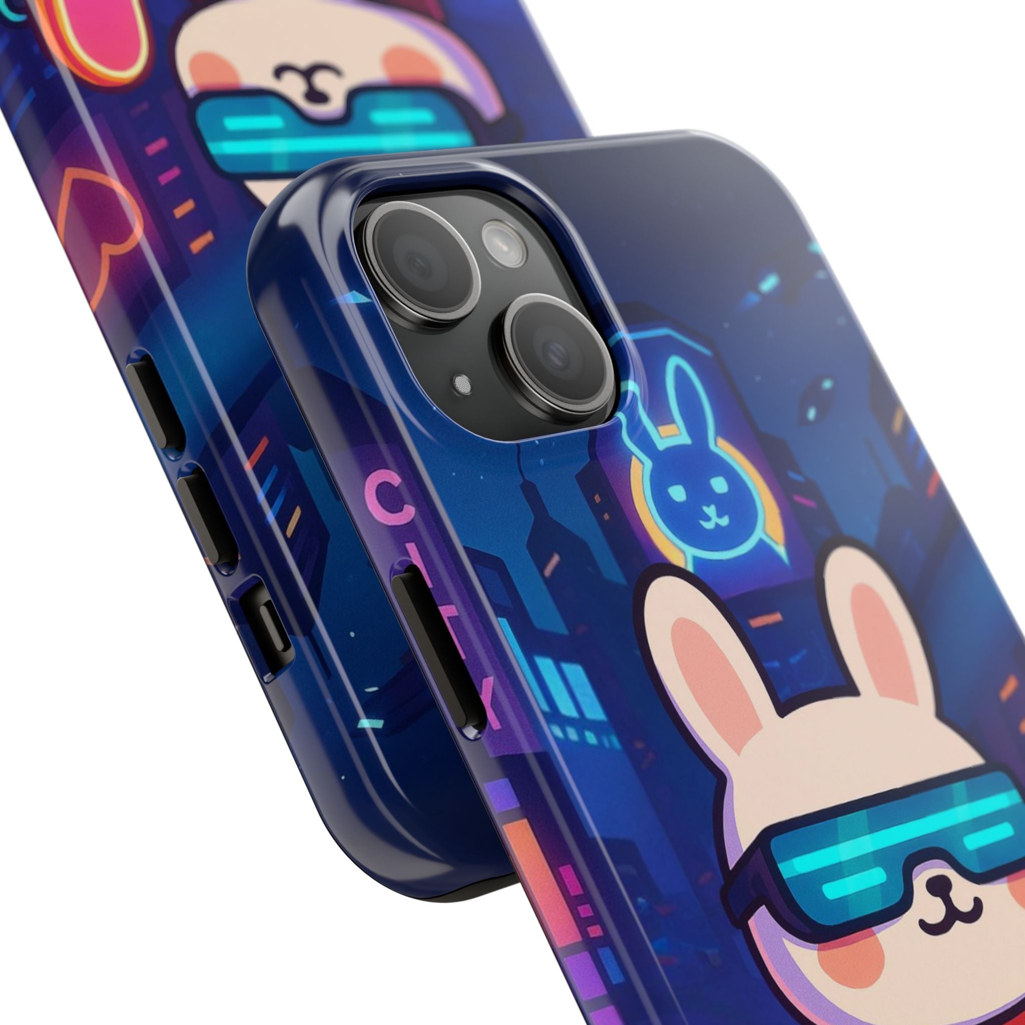 Capymo Family Cute Cartoon Bunny Tough Phone Case –Cyberpunk Bunny "Toto" Phone Case