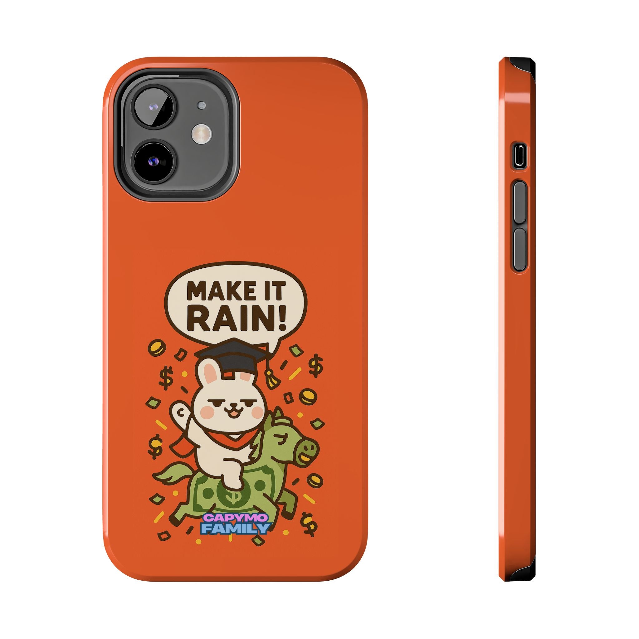 Capymo Family Playful Cute Cartoon Bunny Tough Phone Case –"Make It Rain" Bunny "Toto" Phone Case
