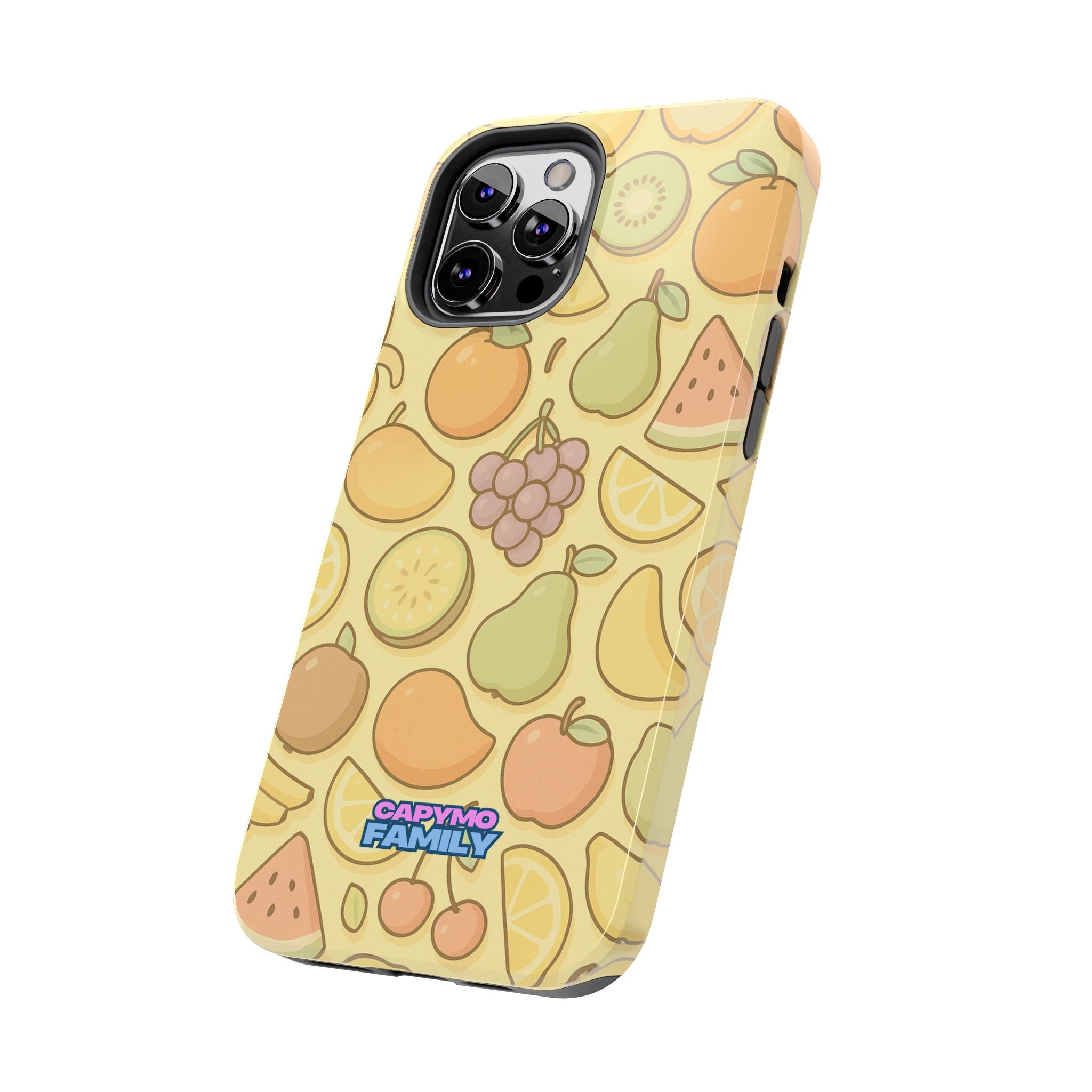 Capymo Family Kawaii Fruit Phone Case – Cute Aesthetic iPhone Cover with Citrus & Summer Vibes