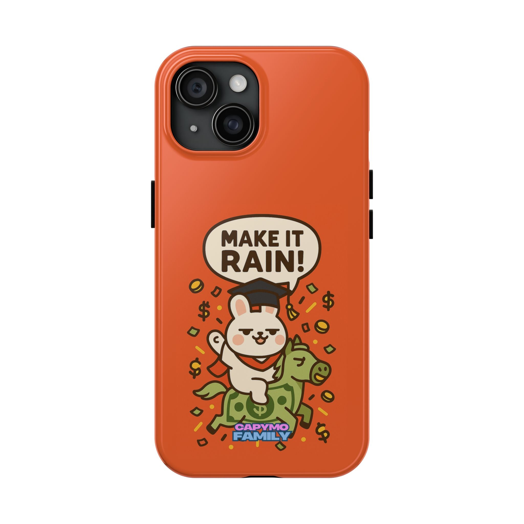 Capymo Family Playful Cute Cartoon Bunny Tough Phone Case –"Make It Rain" Bunny "Toto" Phone Case