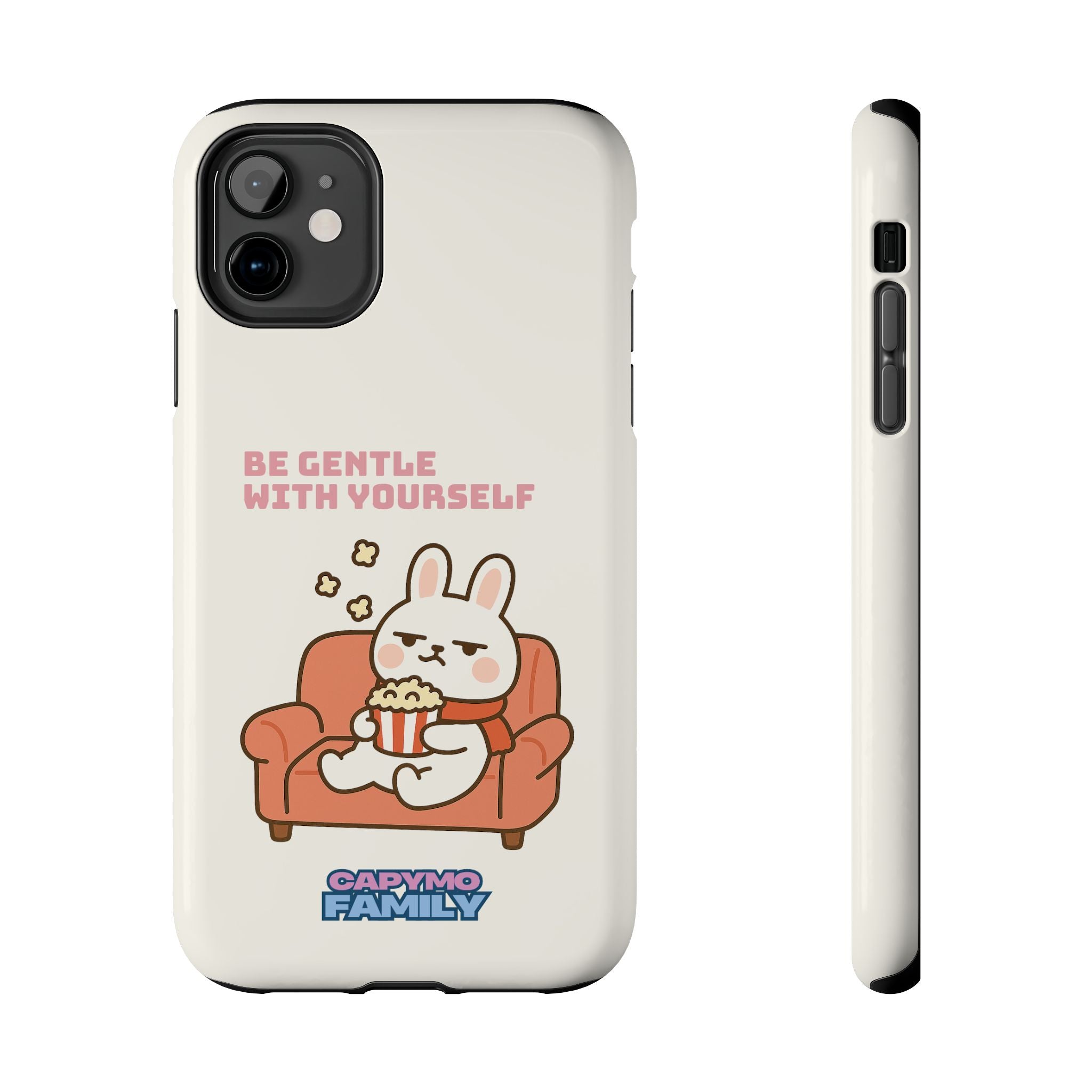 Capymo Family “Be Gentle With Yourself” Phone Case – Cozy Bunny Self-Care Quote Cover