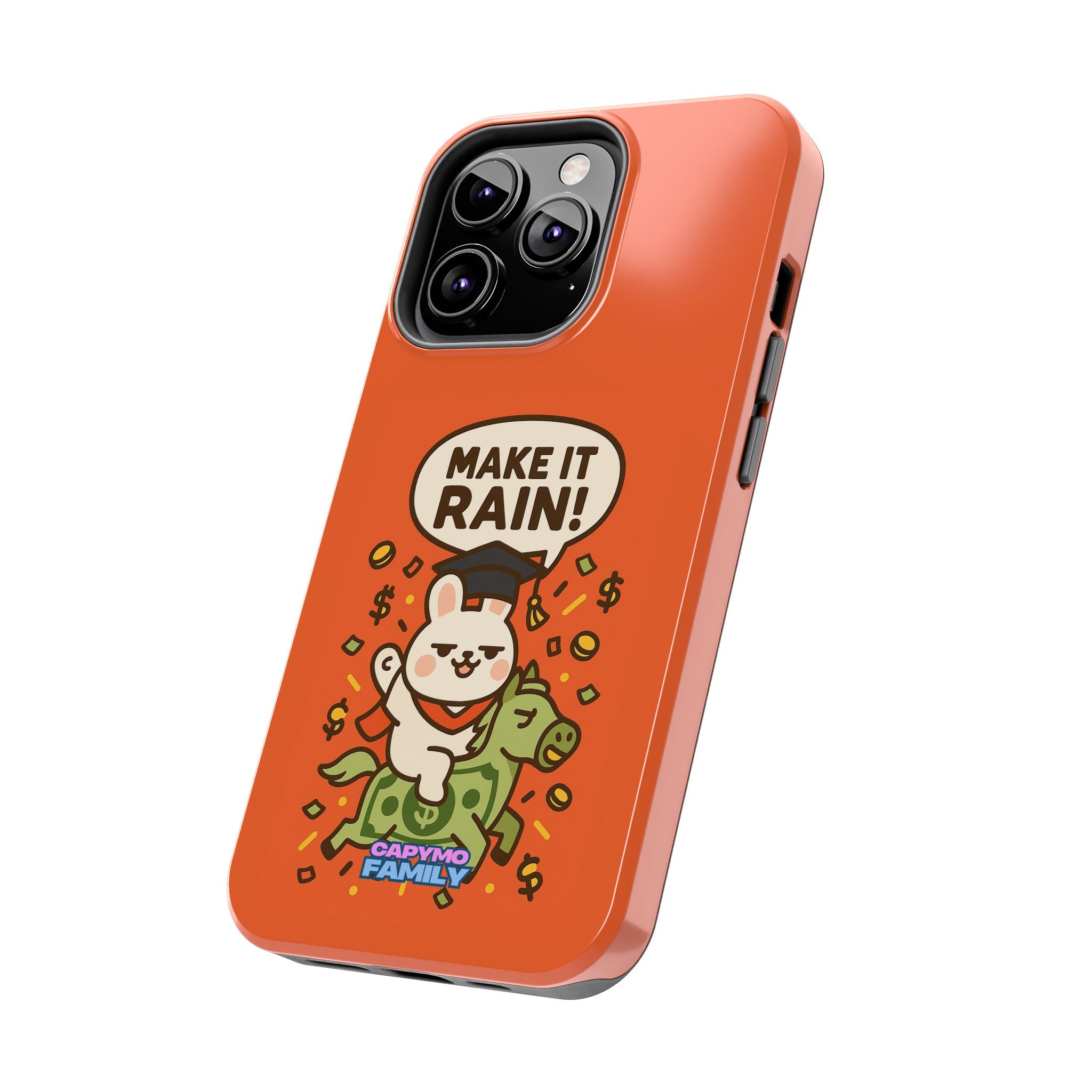 Capymo Family Playful Cute Cartoon Bunny Tough Phone Case –"Make It Rain" Bunny "Toto" Phone Case