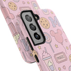 Capymo Family Kawaii Magic Snack Phone Case – Pastel Candy, Popcorn & Cookie Pattern Cover