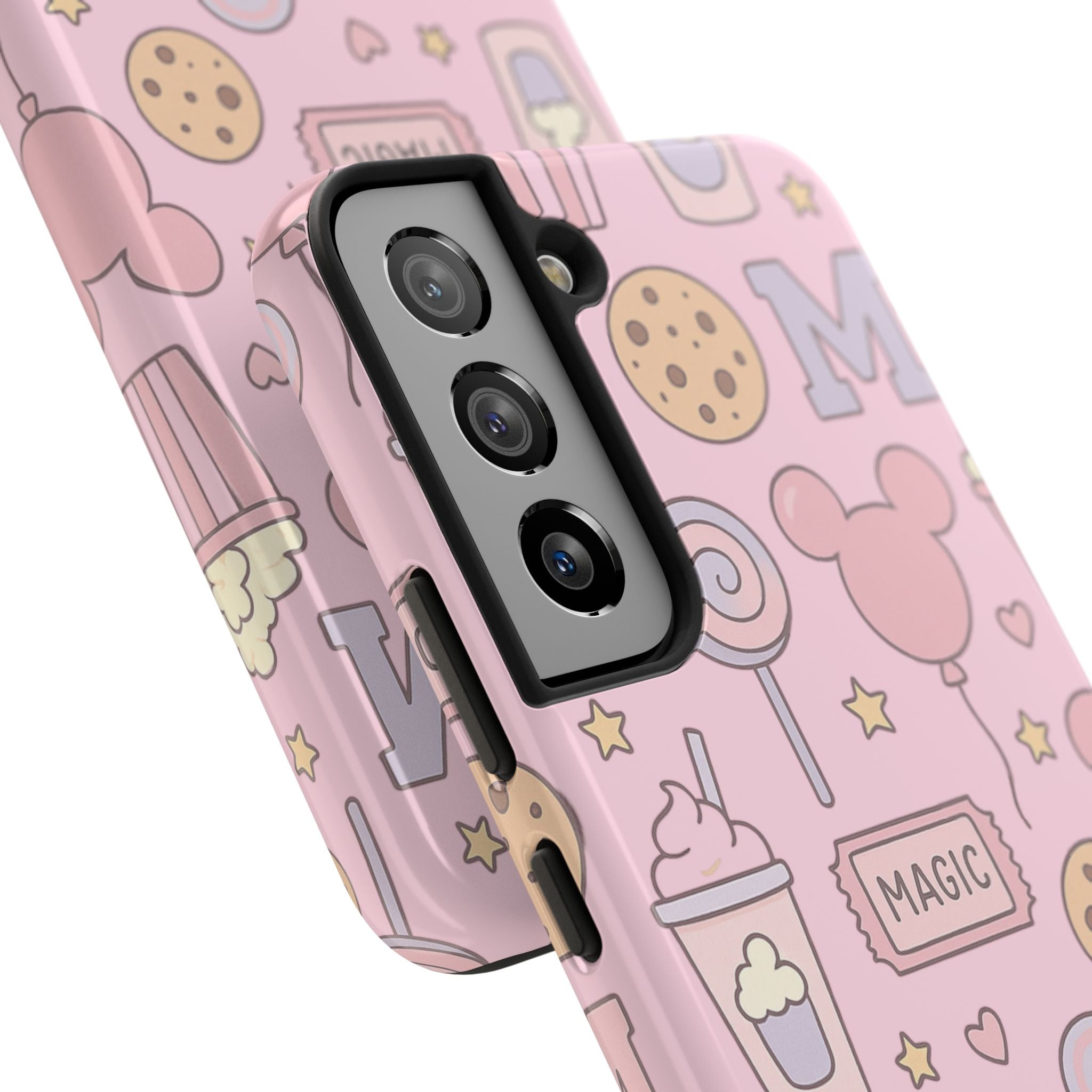 Capymo Family Kawaii Magic Snack Phone Case – Pastel Candy, Popcorn & Cookie Pattern Cover