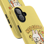 Capymo Family “Nap Goals” Phone Case – Cute Bunny Toto Sleeping on Alarm Clock Cover