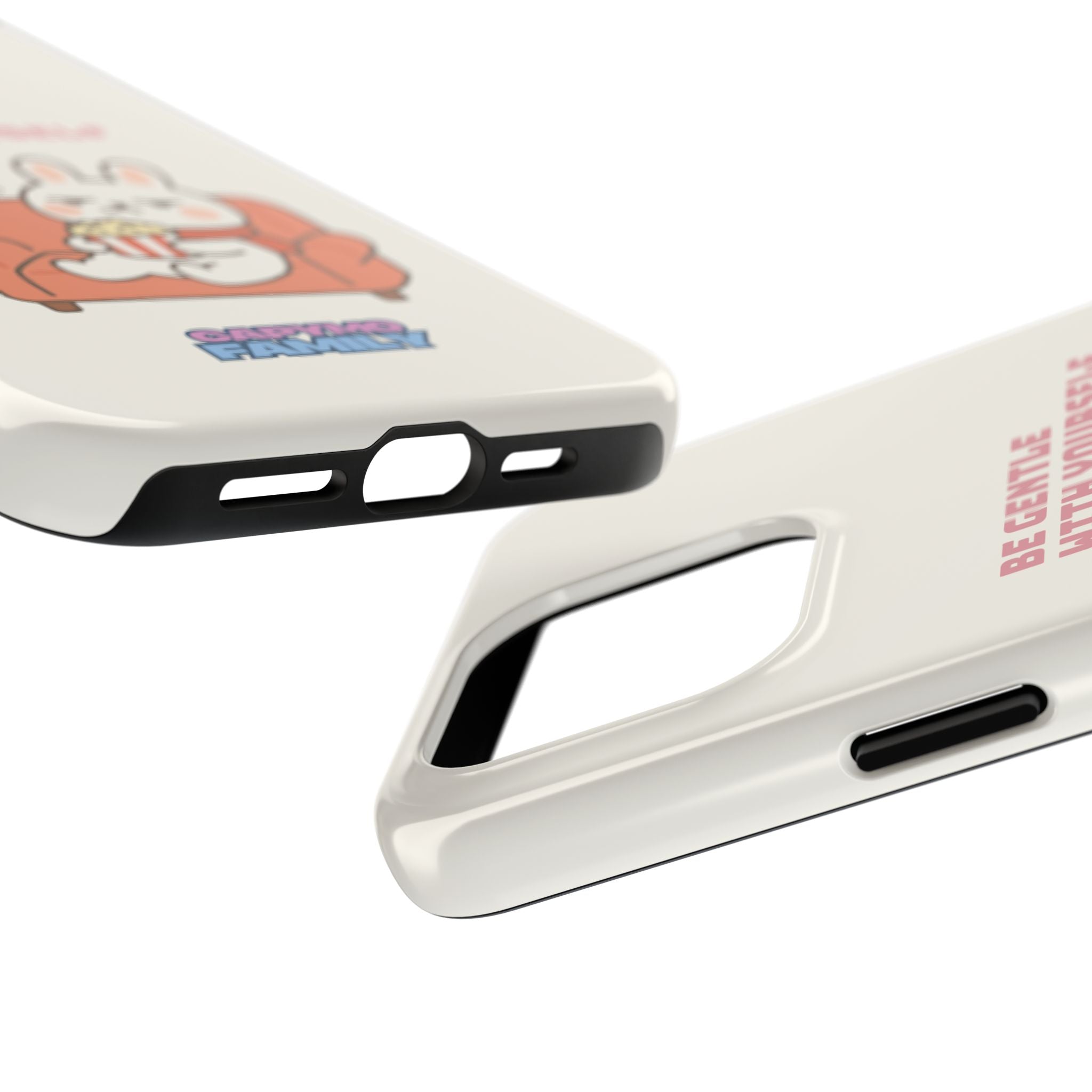 Capymo Family “Be Gentle With Yourself” Phone Case – Cozy Bunny Self-Care Quote Cover