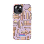 Capymo Family Kawaii Makeup Phone Case – Cute Girly iPhone Cover with Cosmetic Beauty Pattern