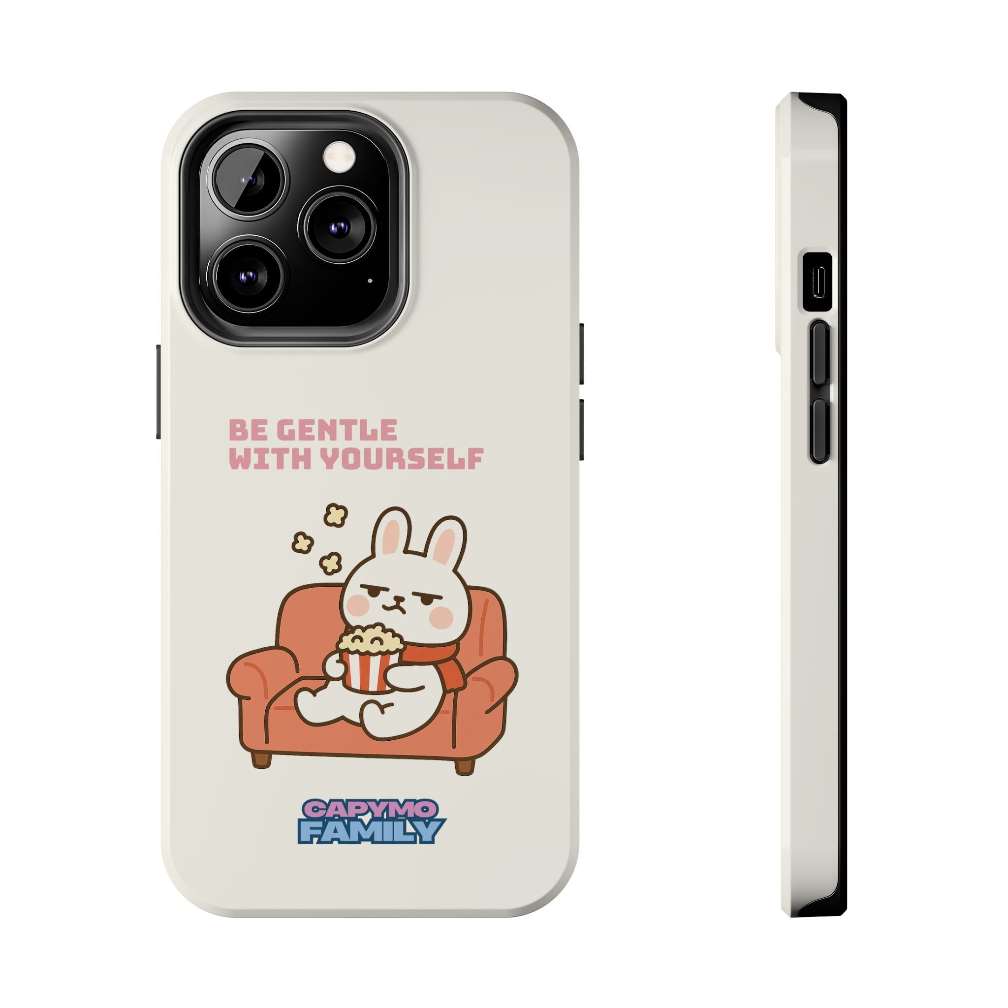 Capymo Family “Be Gentle With Yourself” Phone Case – Cozy Bunny Self-Care Quote Cover