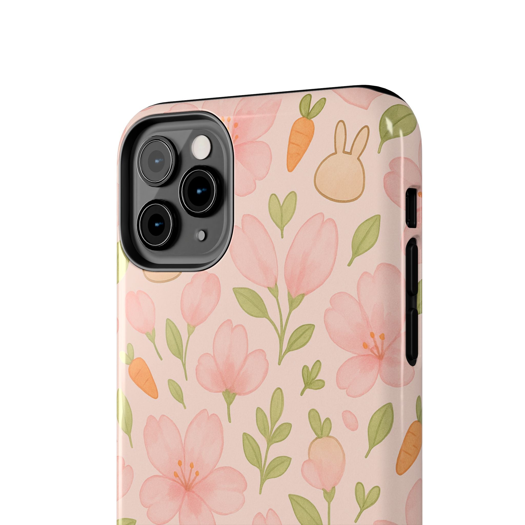 Capymo Family Bunny Blossom Spring Phone Case – Cute Floral iPhone Cover with Carrots & Sakura