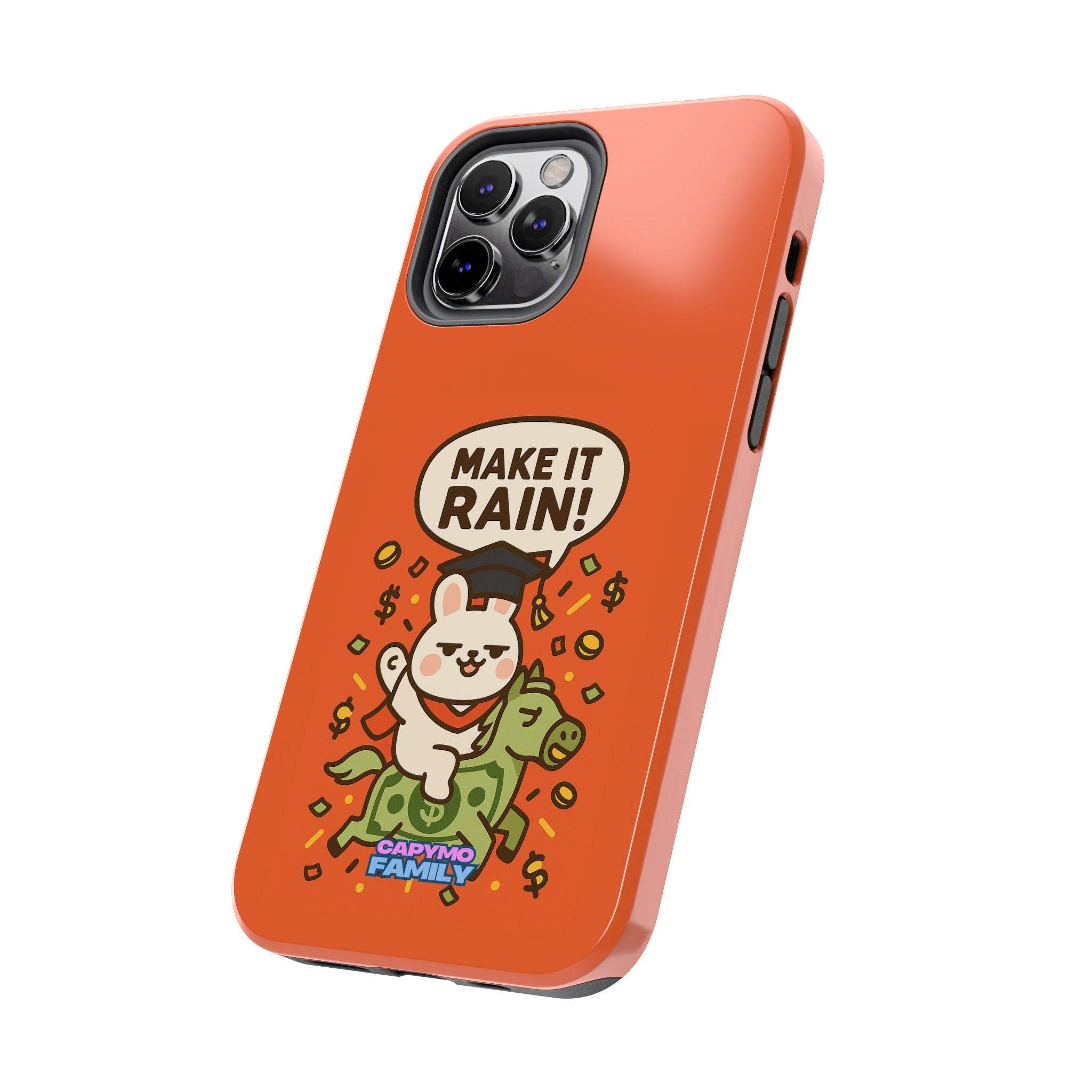 Capymo Family Playful Cute Cartoon Bunny Tough Phone Case –"Make It Rain" Bunny "Toto" Phone Case
