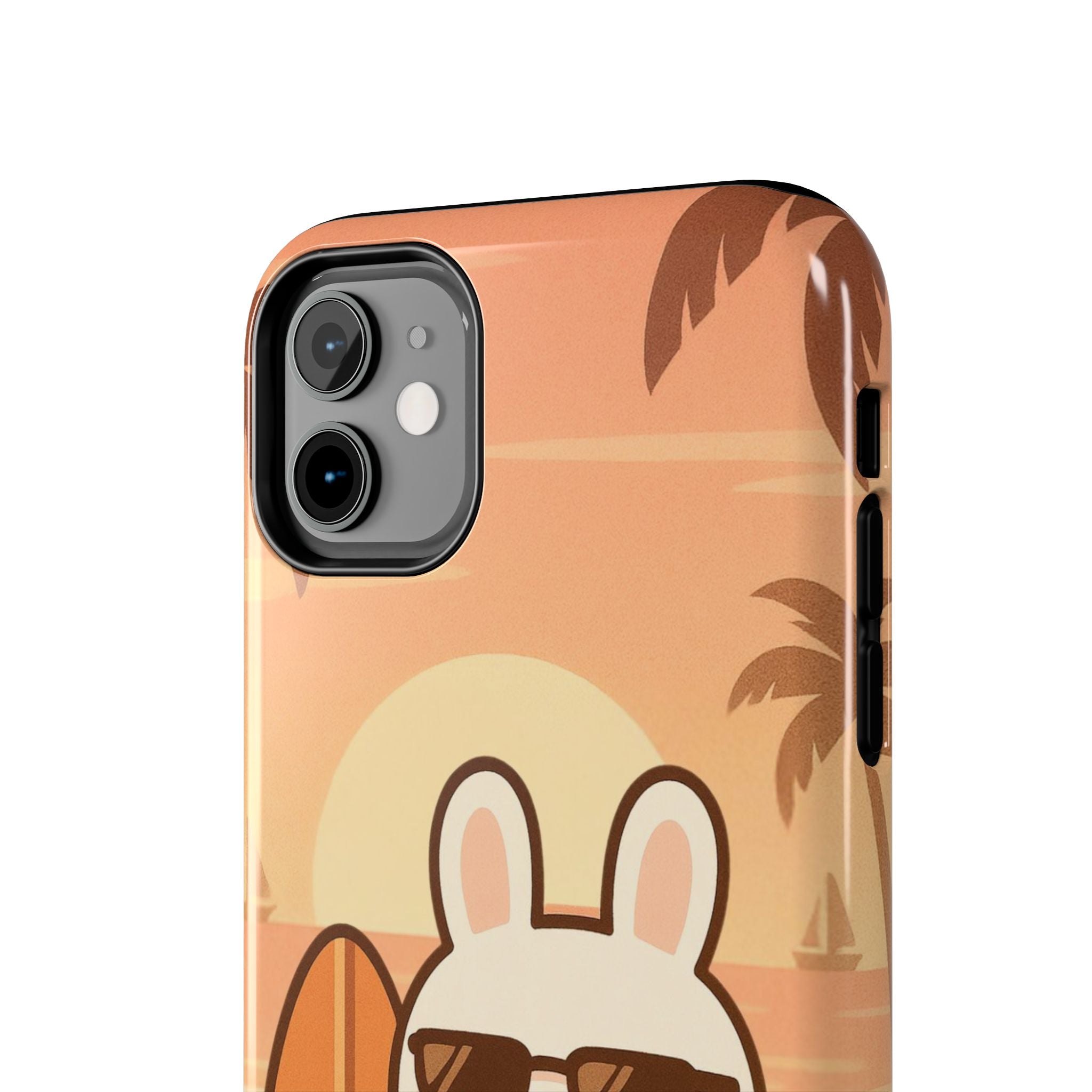 Capymo Family Sunset Surf Bunny Phone Case – Tropical Beach Skateboard Bunny "Toto" Phone Case