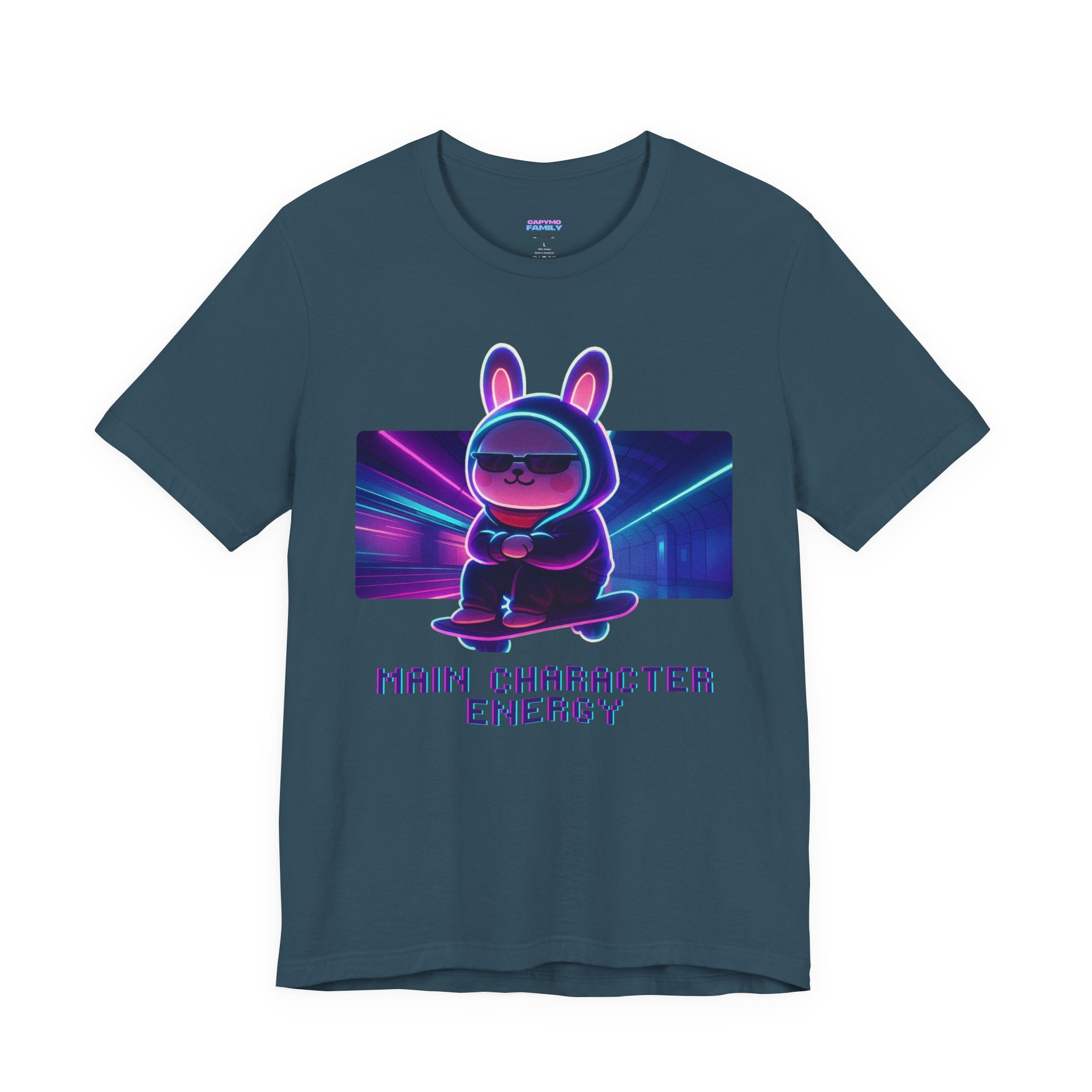 Capymo Family Kawaii Bunny Soft Cotton T-Shirt – "Main Character Energy" "Toto" The Bunny Cute Tee (Unisex)