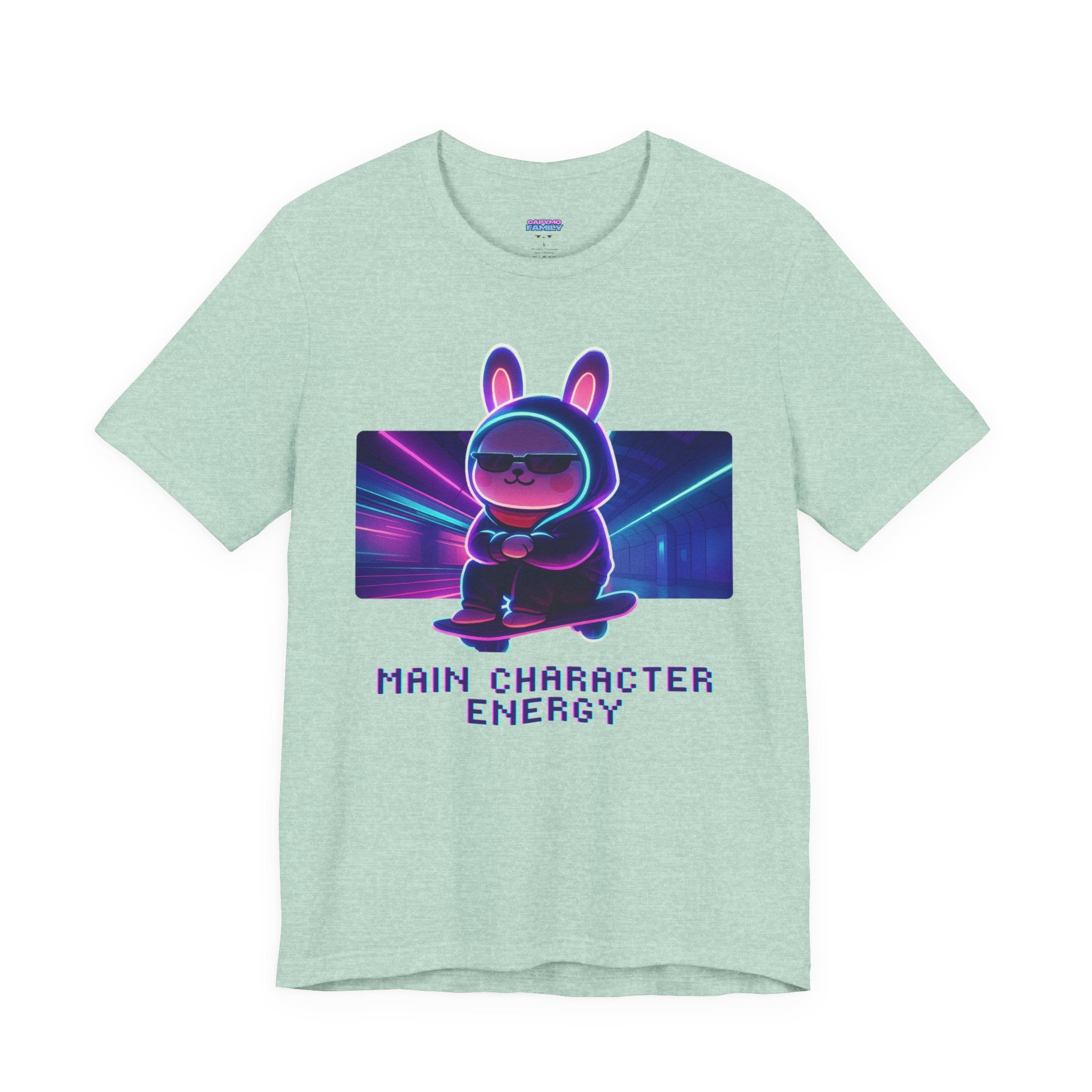 Capymo Family Kawaii Bunny Soft Cotton T-Shirt – "Main Character Energy" "Toto" The Bunny Cute Tee (Unisex)