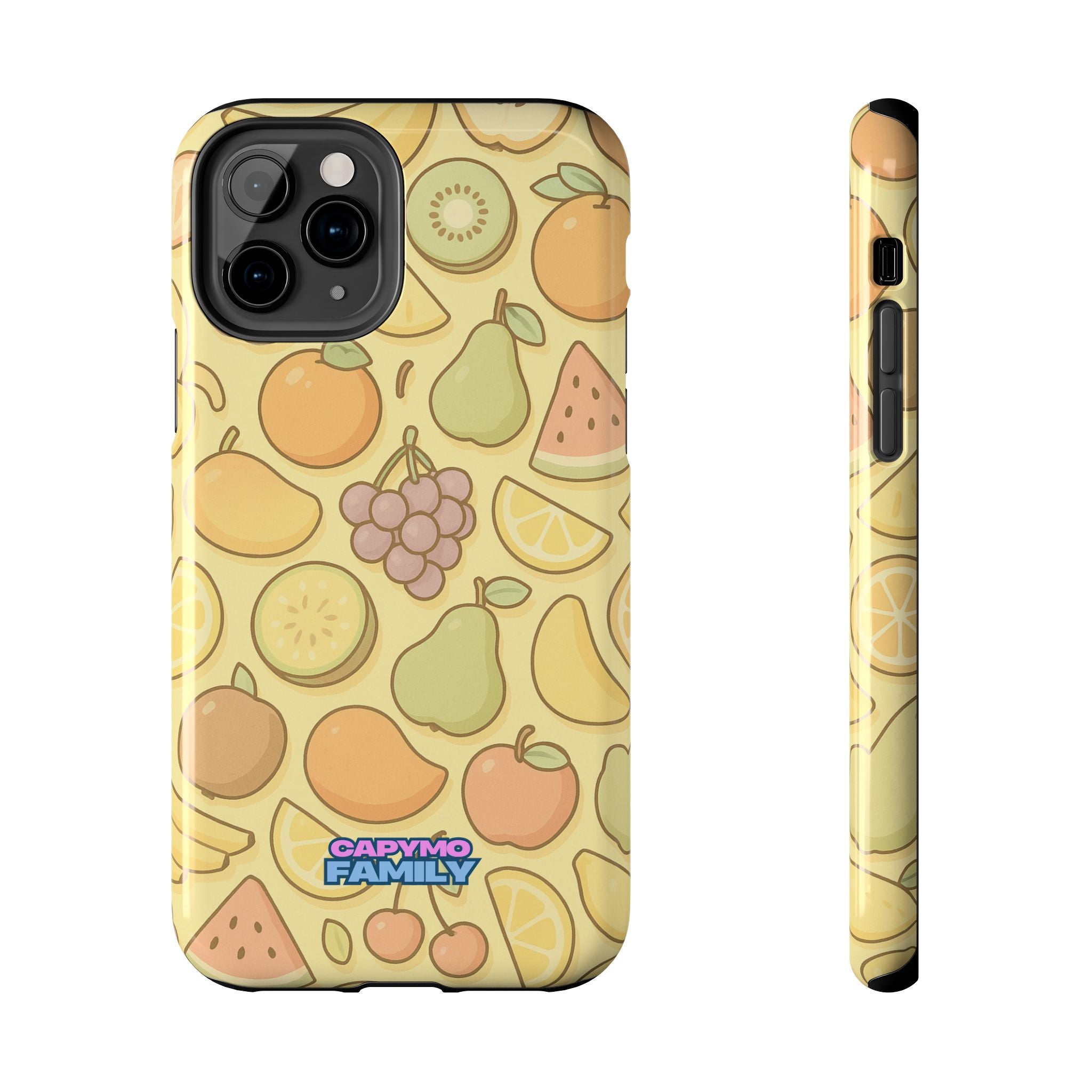 Capymo Family Kawaii Fruit Phone Case – Cute Aesthetic iPhone Cover with Citrus & Summer Vibes