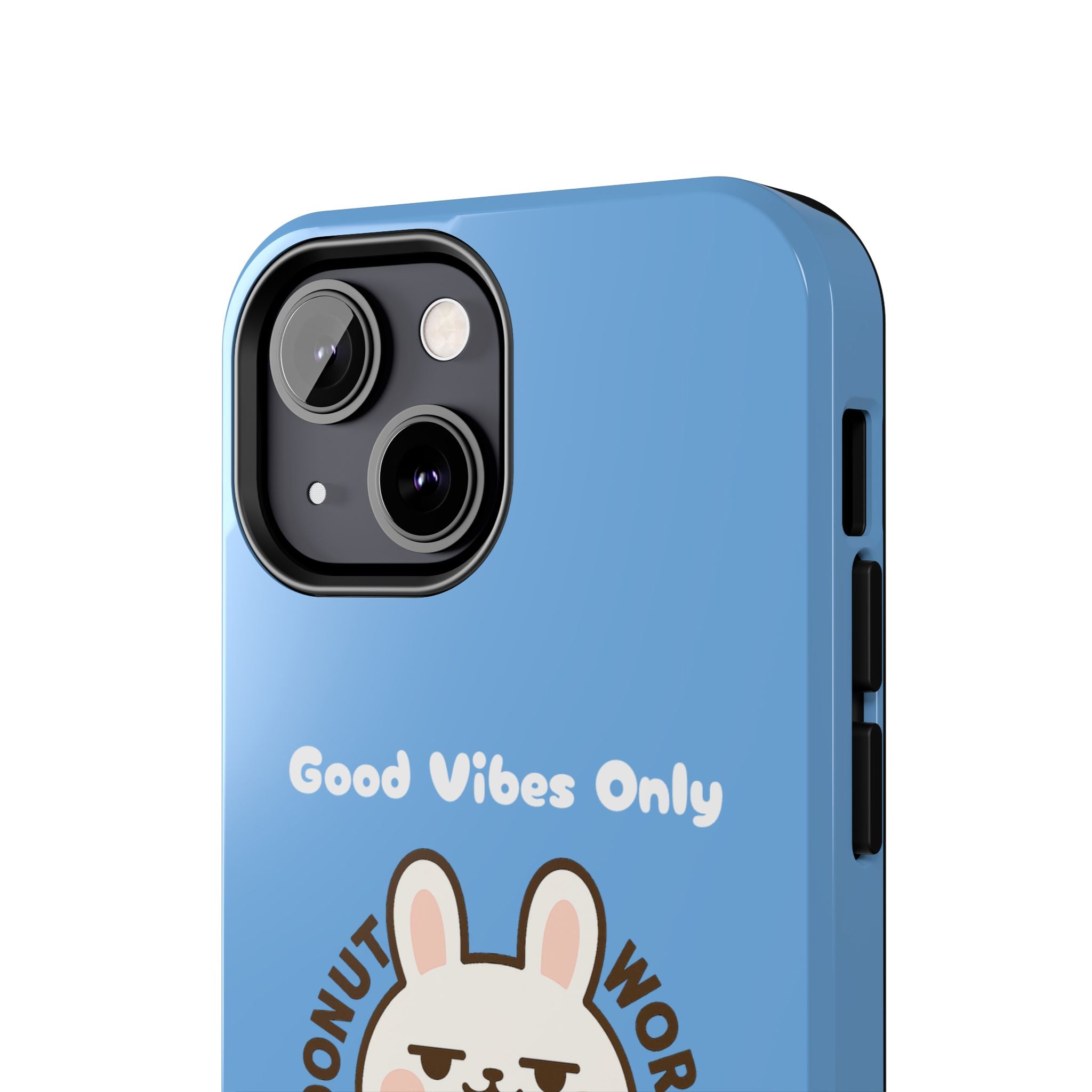 Capymo Family “Donut Worry, Be Soft” Phone Case – Cute Bunny & Donut Positive Vibes Cover