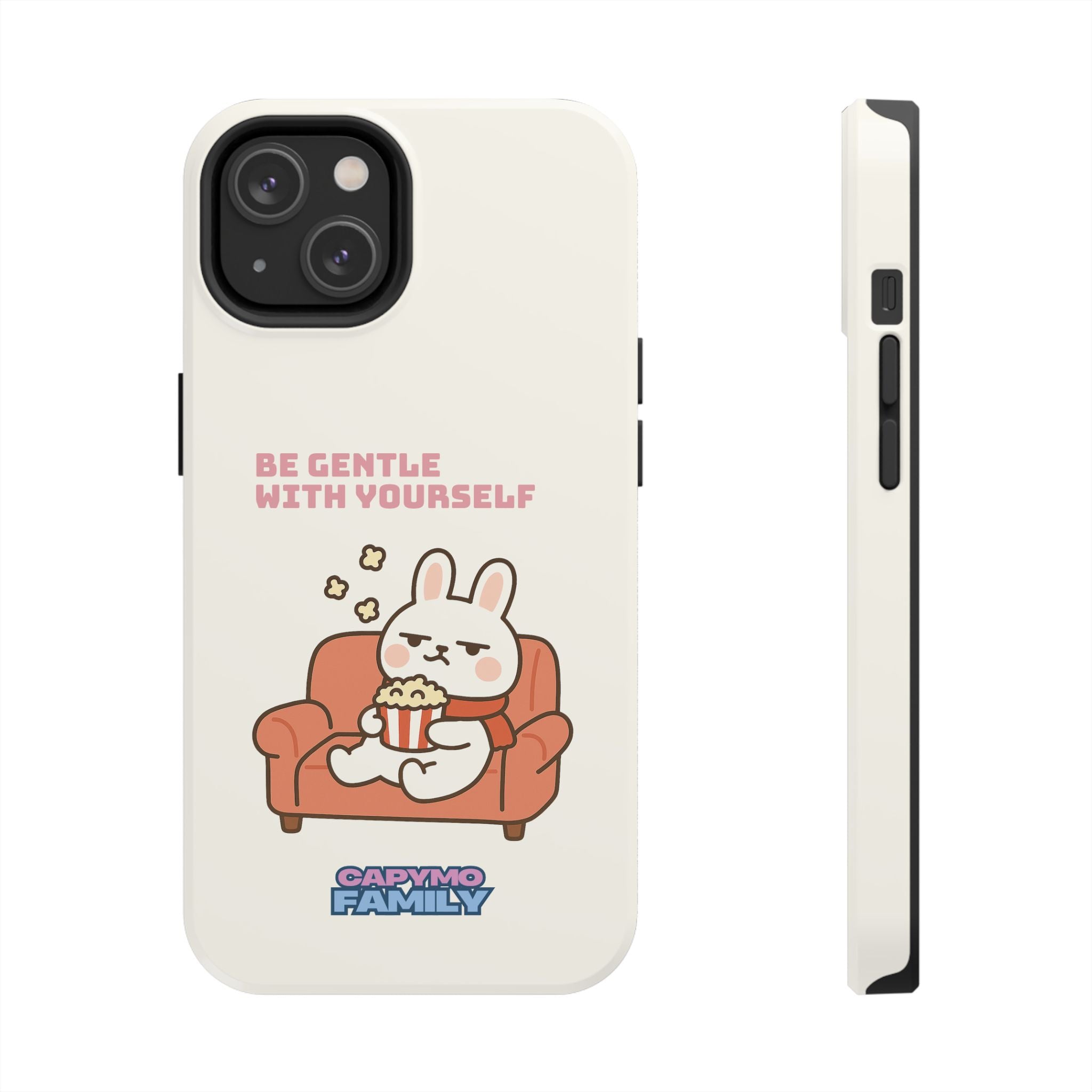 Capymo Family “Be Gentle With Yourself” Phone Case – Cozy Bunny Self-Care Quote Cover