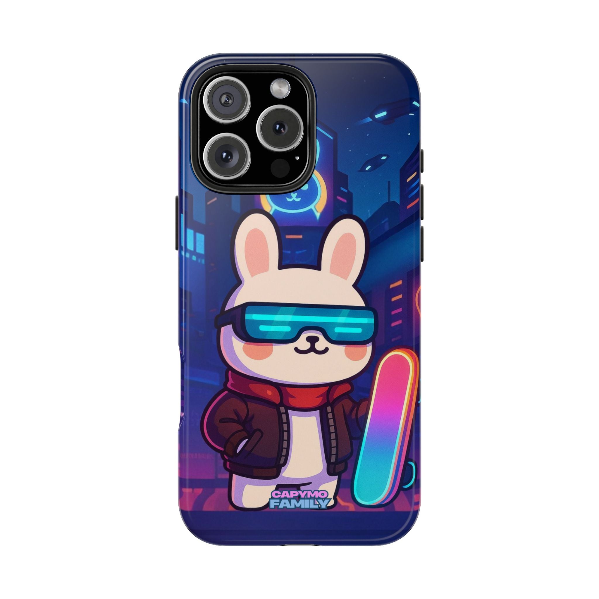 Capymo Family Cute Cartoon Bunny Tough Phone Case –Cyberpunk Bunny "Toto" Phone Case