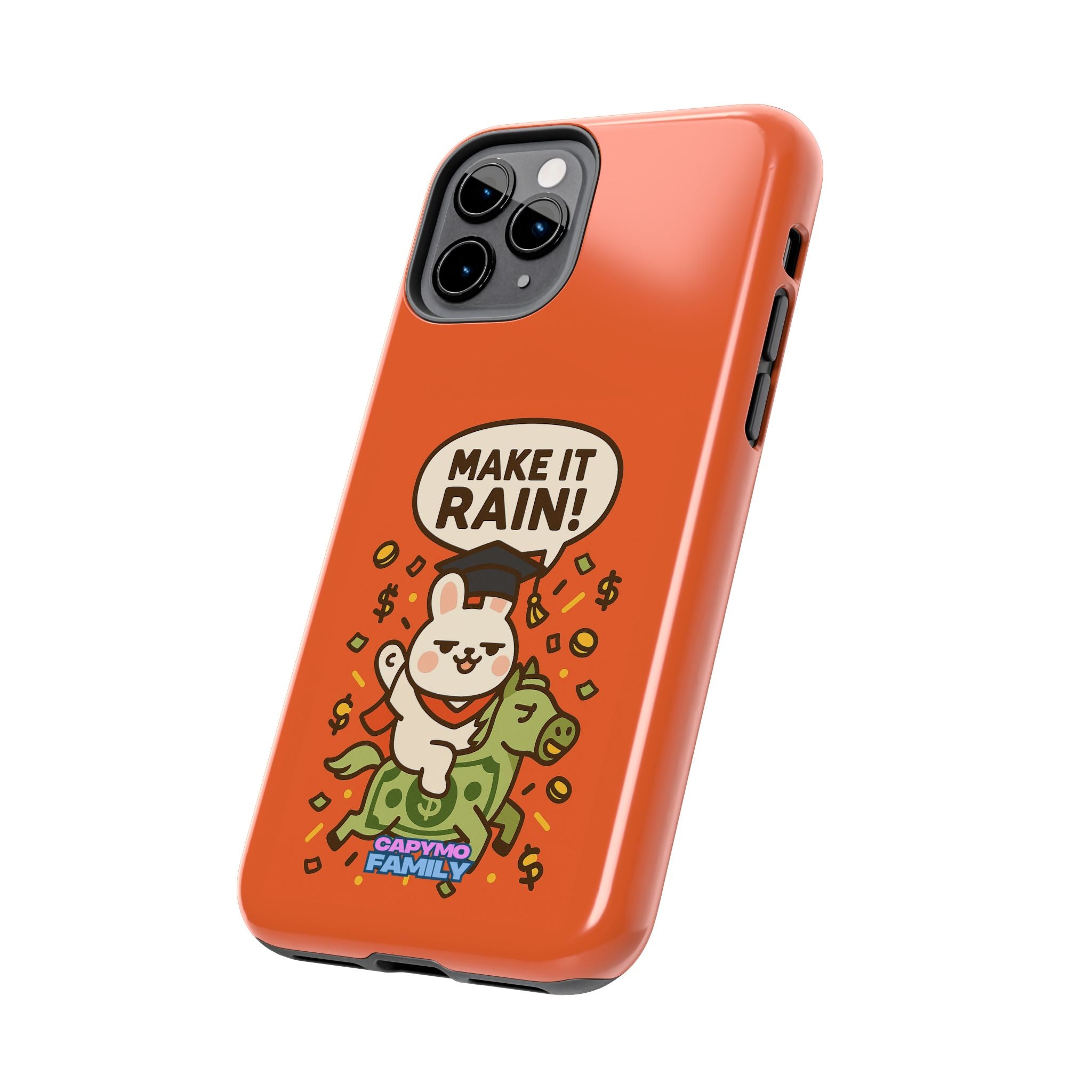 Capymo Family Playful Cute Cartoon Bunny Tough Phone Case –"Make It Rain" Bunny "Toto" Phone Case