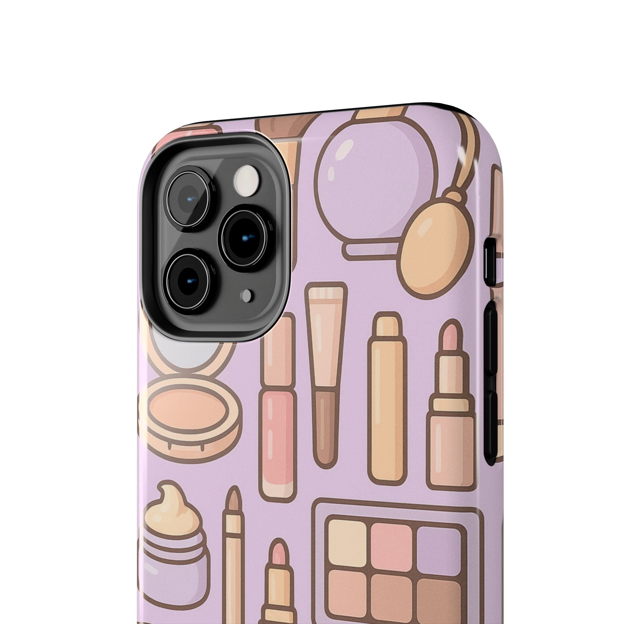 Capymo Family Kawaii Makeup Phone Case – Cute Girly iPhone Cover with Cosmetic Beauty Pattern