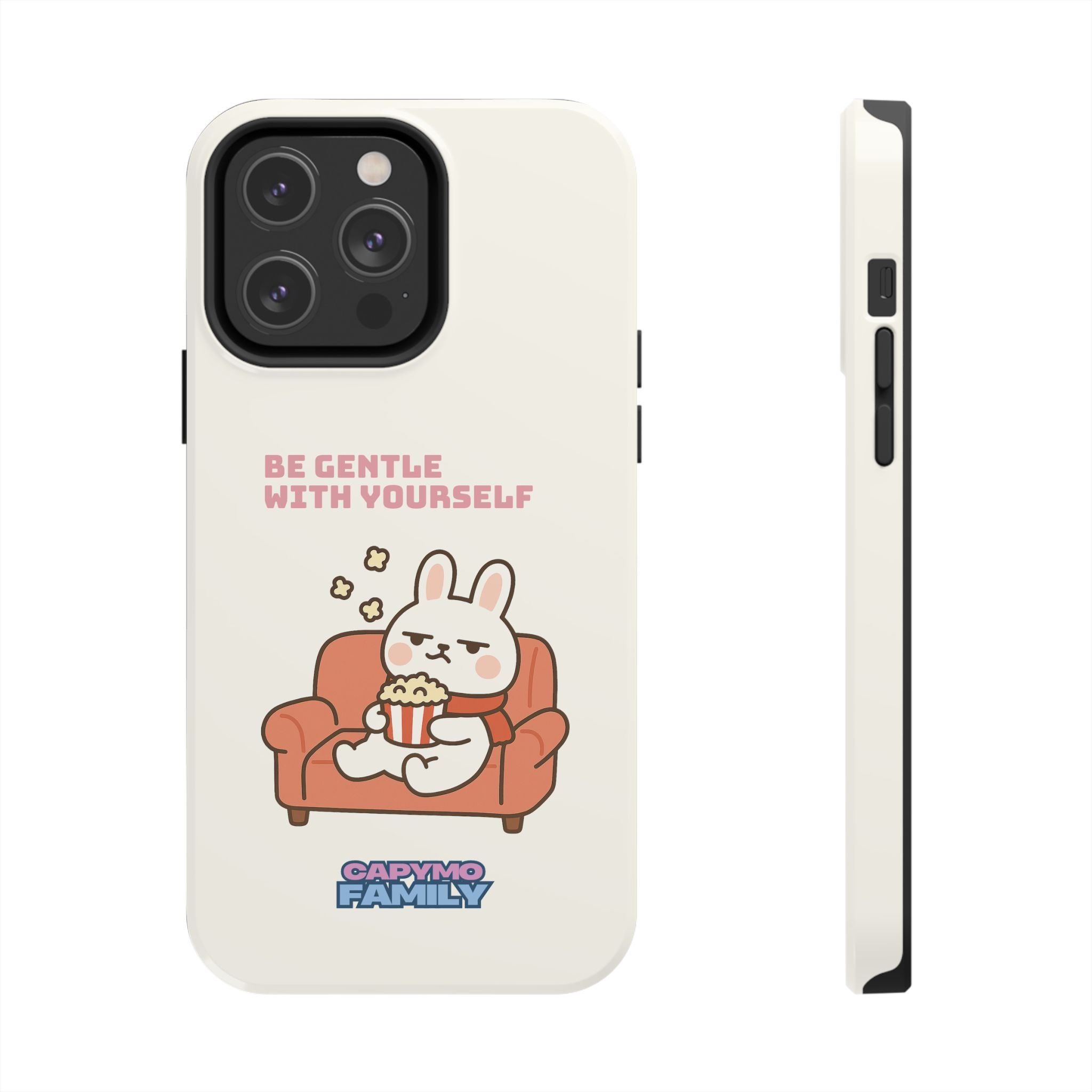 Capymo Family “Be Gentle With Yourself” Phone Case – Cozy Bunny Self-Care Quote Cover