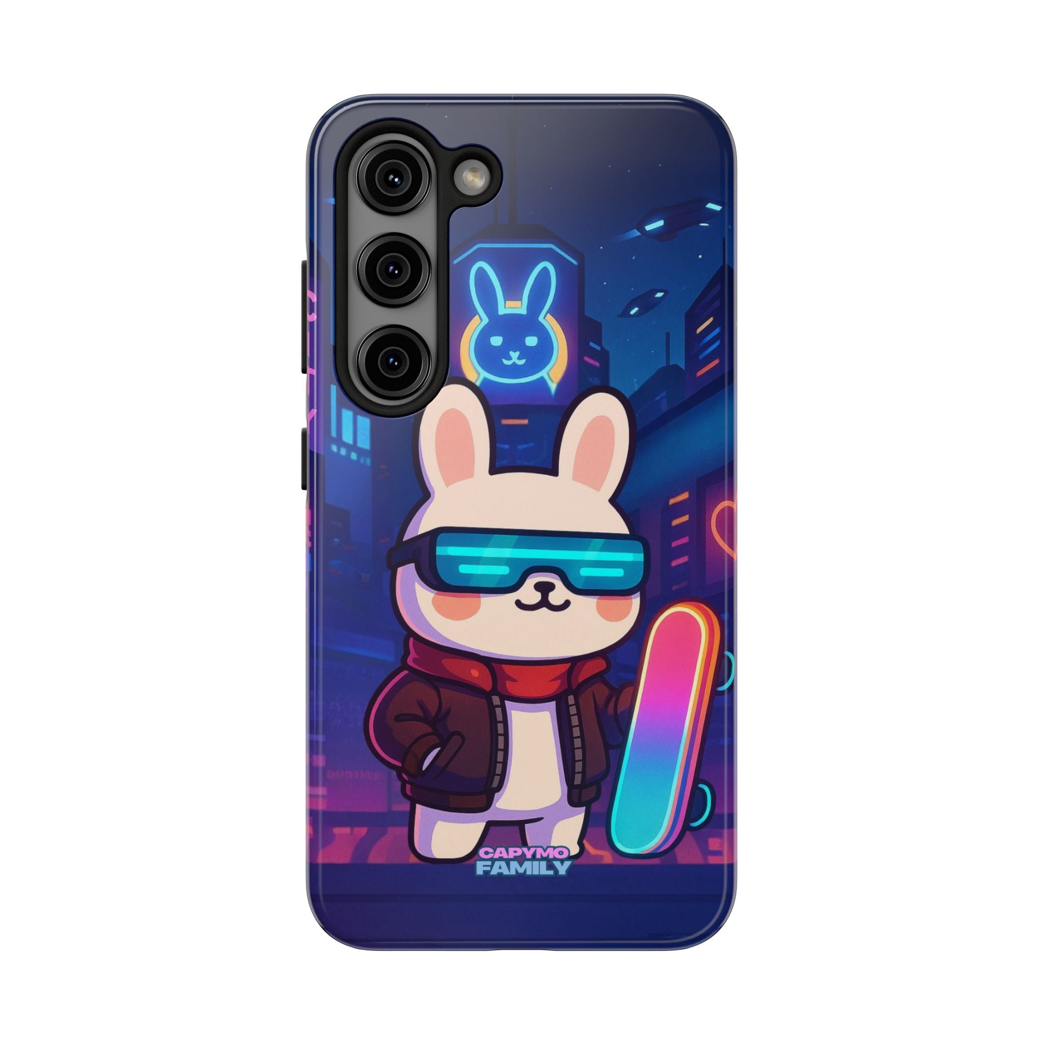 Capymo Family Cute Cartoon Bunny Tough Phone Case –Cyberpunk Bunny "Toto" Phone Case