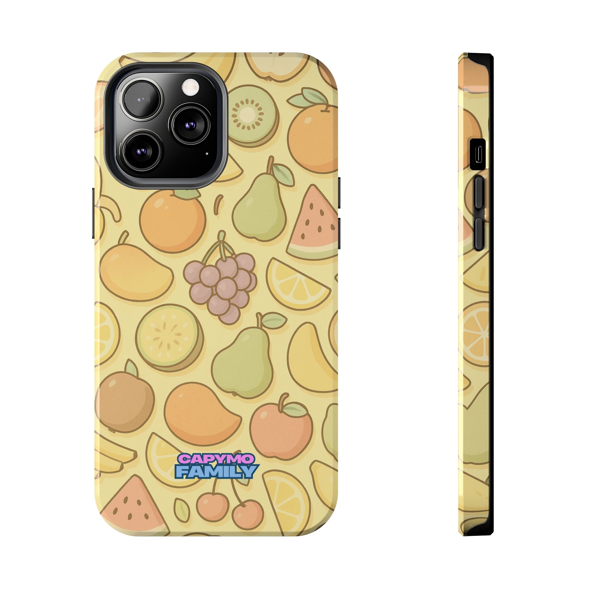 Capymo Family Kawaii Fruit Phone Case – Cute Aesthetic iPhone Cover with Citrus & Summer Vibes