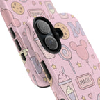 Capymo Family Kawaii Magic Snack Phone Case – Pastel Candy, Popcorn & Cookie Pattern Cover