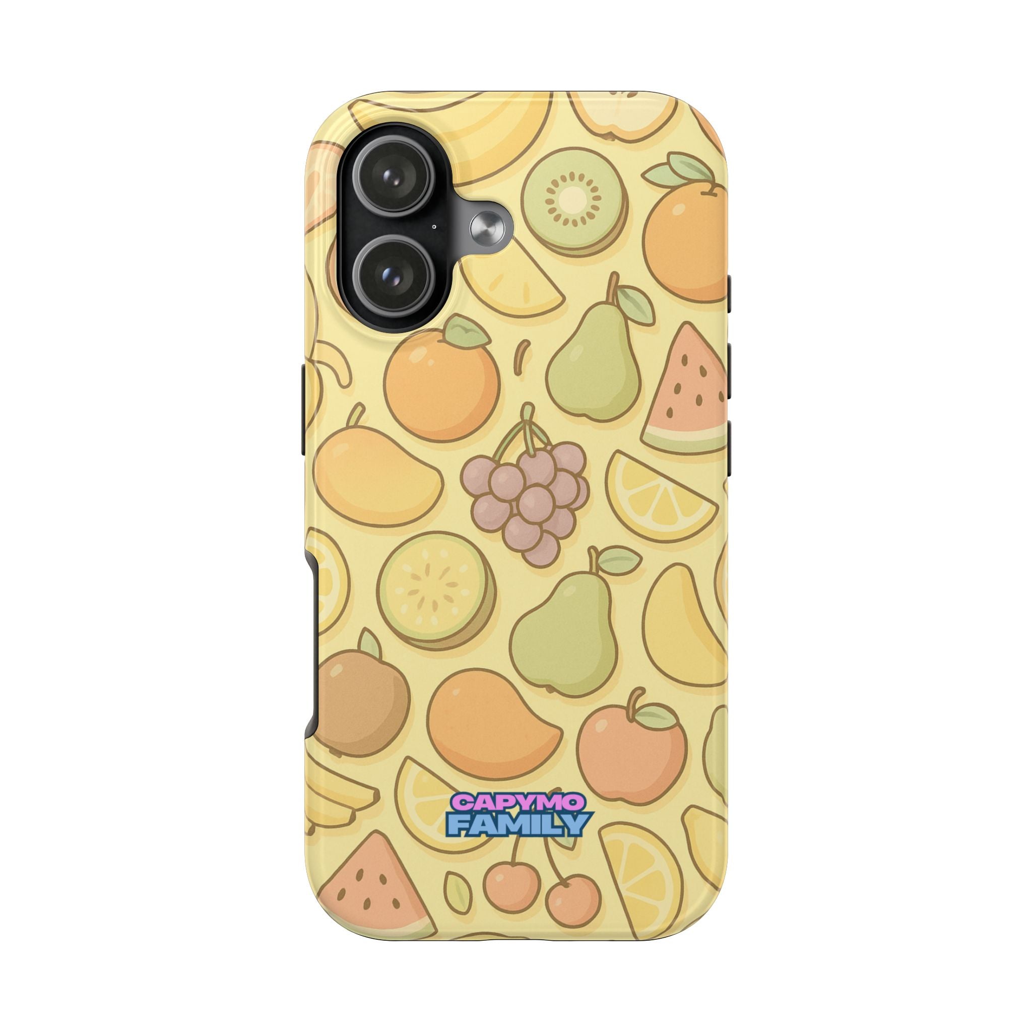 Capymo Family Kawaii Fruit Phone Case – Cute Aesthetic iPhone Cover with Citrus & Summer Vibes