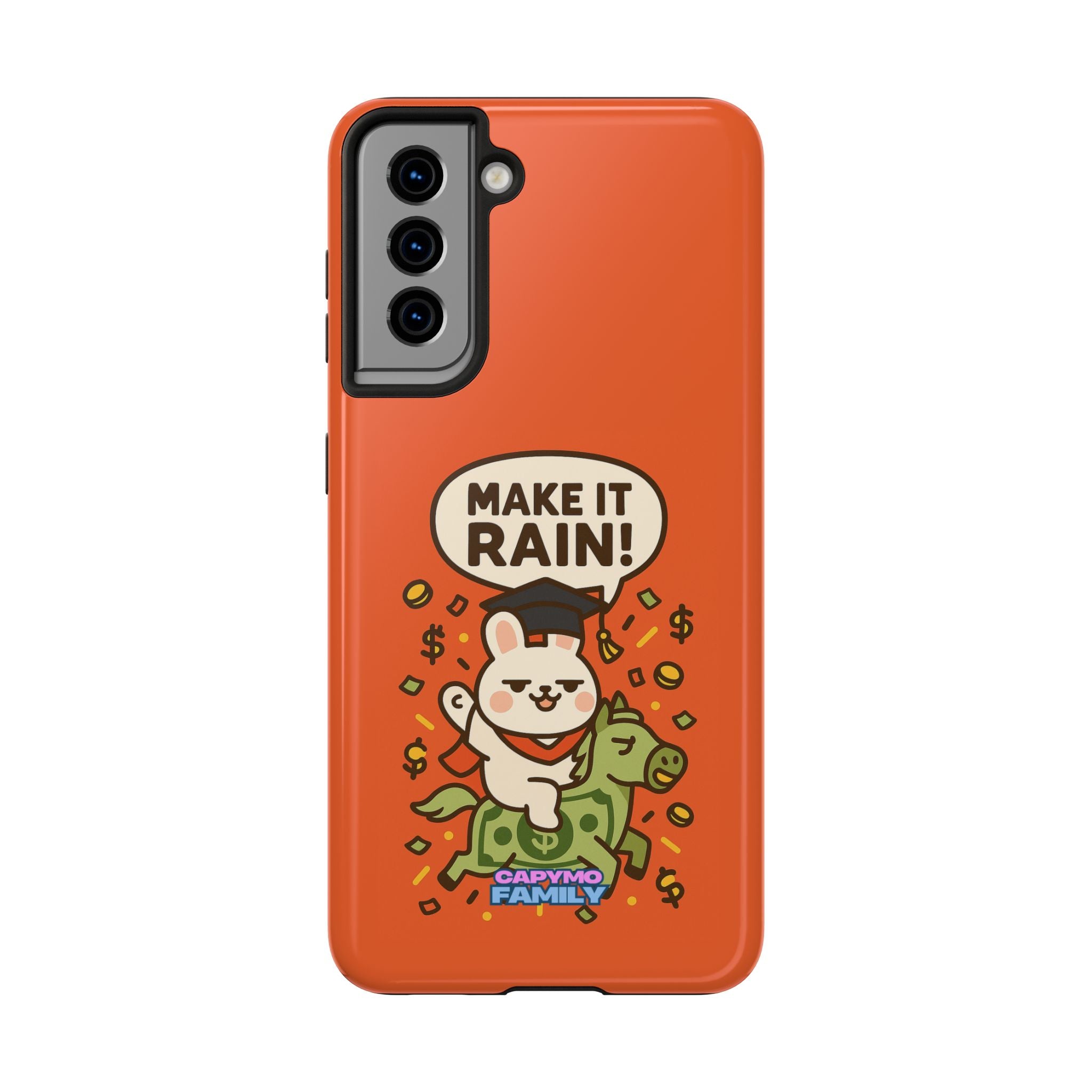 Capymo Family Playful Cute Cartoon Bunny Tough Phone Case –"Make It Rain" Bunny "Toto" Phone Case