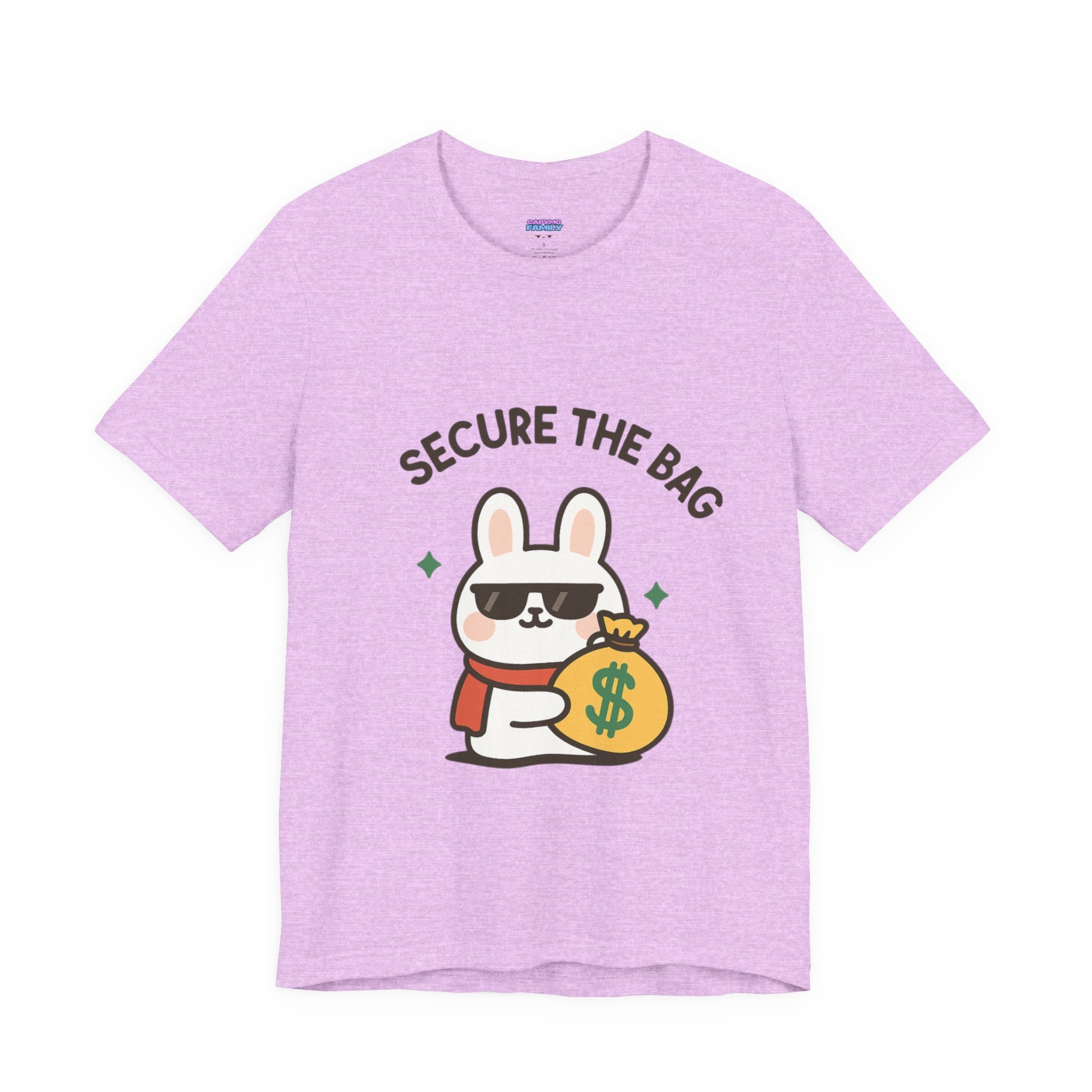 Capymo Family Kawaii Bunny Soft Cotton T-Shirt – "Secure the Bag" "Toto" The Bunny Cute Tee (Unisex)