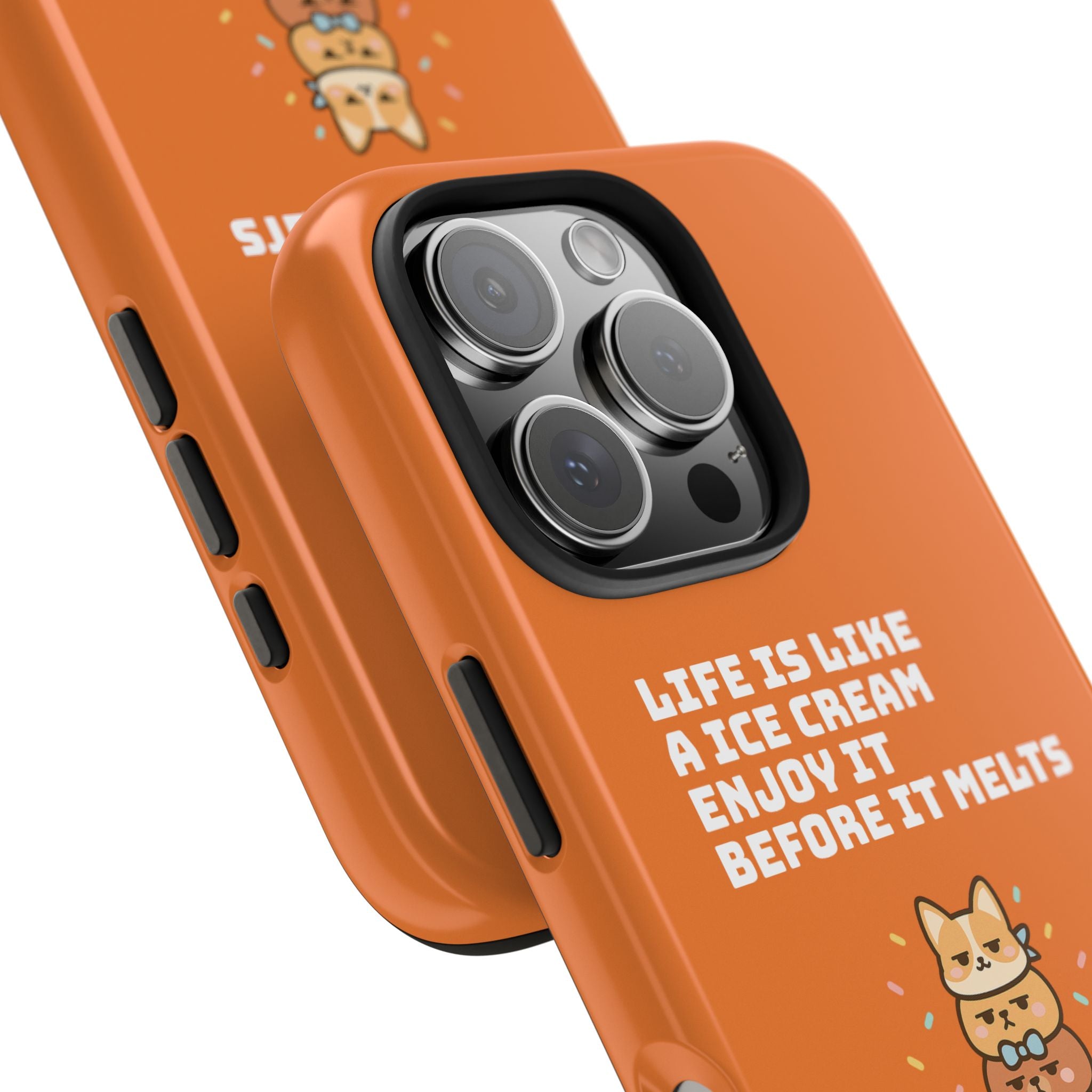Capymo Family Ice Cream Cat Quote Phone Case – Cute Orange iPhone Cover with Motivational Saying