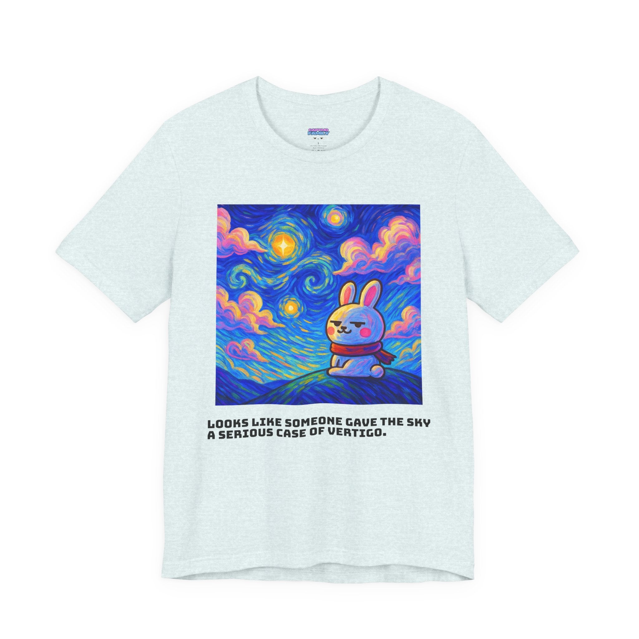 Capymo Family Starry Sky Night Vibrant Bunny Graphic Tee, Fun and Whimsical Short Sleeve Shirt, Perfect for Family Gatherings, Easter, or Everyday Wear