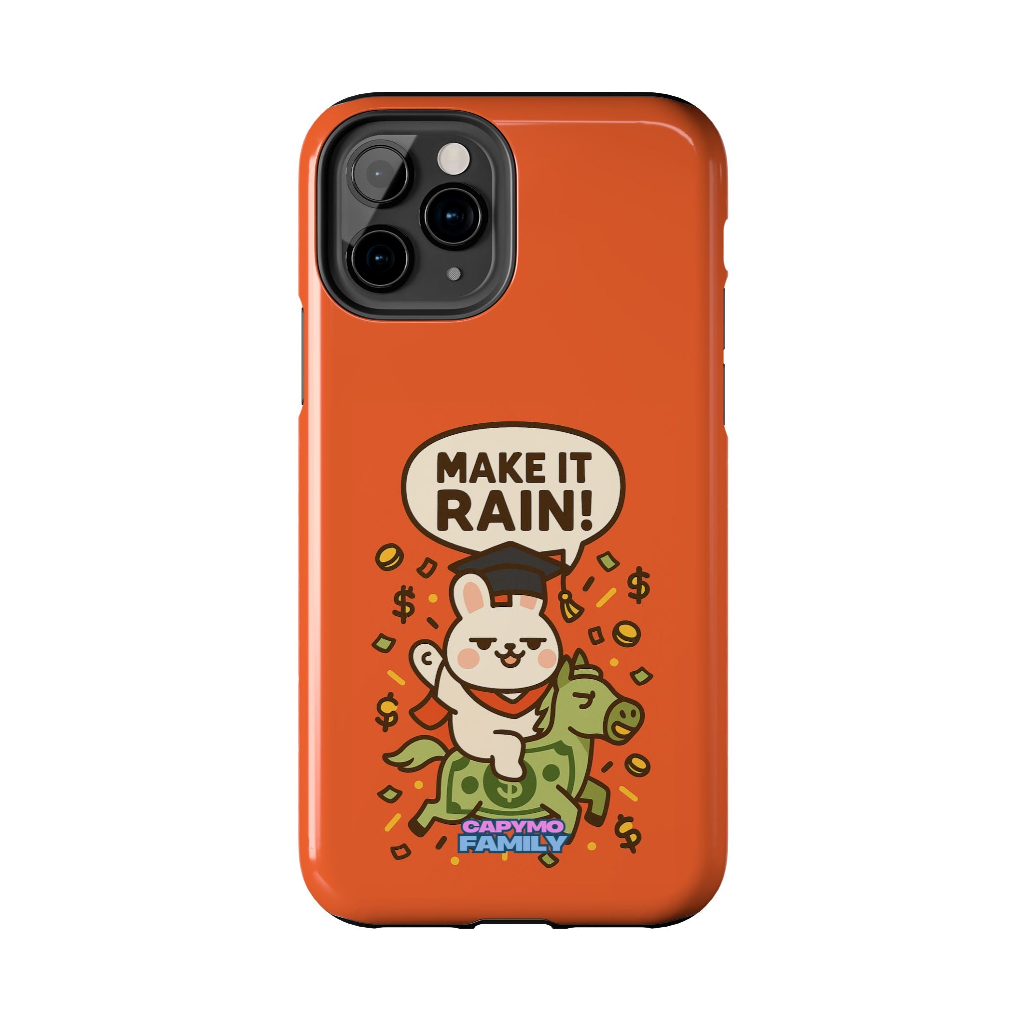 Capymo Family Playful Cute Cartoon Bunny Tough Phone Case –"Make It Rain" Bunny "Toto" Phone Case