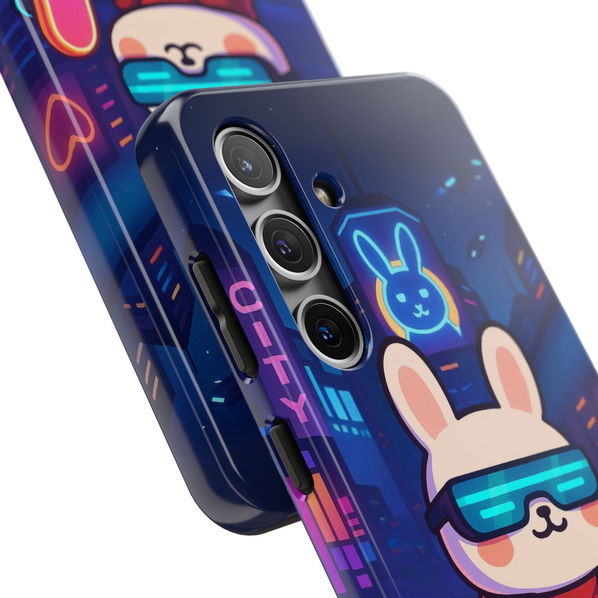 Capymo Family Cute Cartoon Bunny Tough Phone Case –Cyberpunk Bunny "Toto" Phone Case
