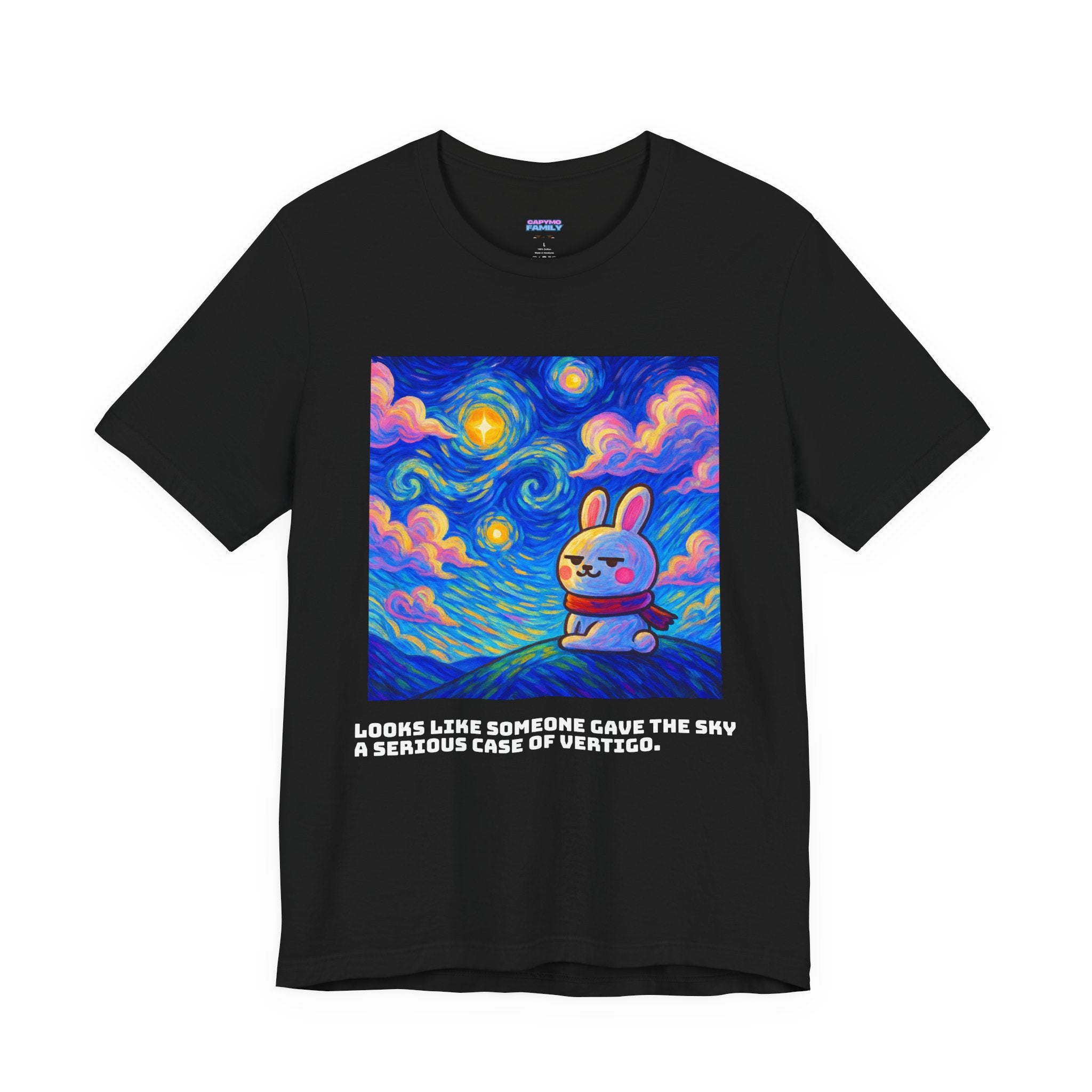 Capymo Family Starry Sky Night Vibrant Bunny Graphic Tee, Fun and Whimsical Short Sleeve Shirt, Perfect for Family Gatherings, Easter, or Everyday Wear